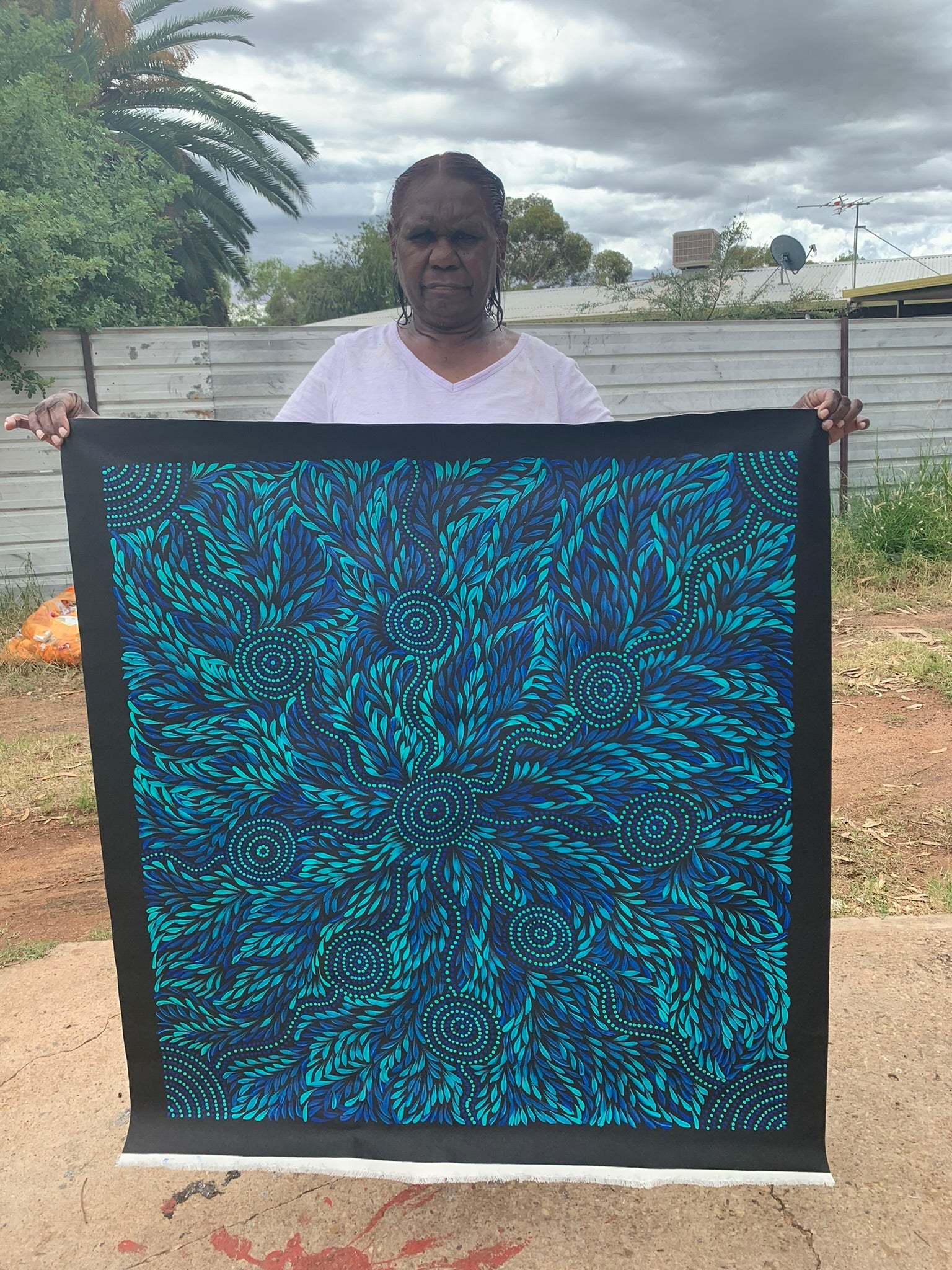 Caroline Numina - Soakage and Bush Medicine Leaves - 88x94cm .94-2