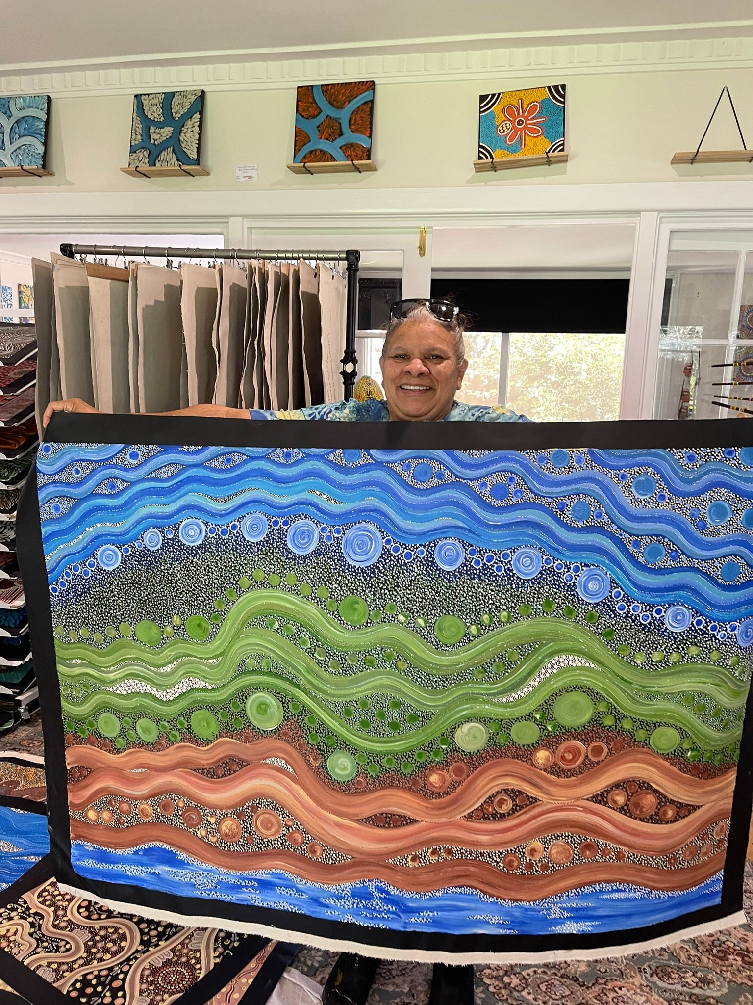 Deidre Burgoyne Rosier - Mirning Dreaming the Water, Whales, Kokatha Land, Sky, Wirangu Country, My Family Country - 98x146cm .47-2