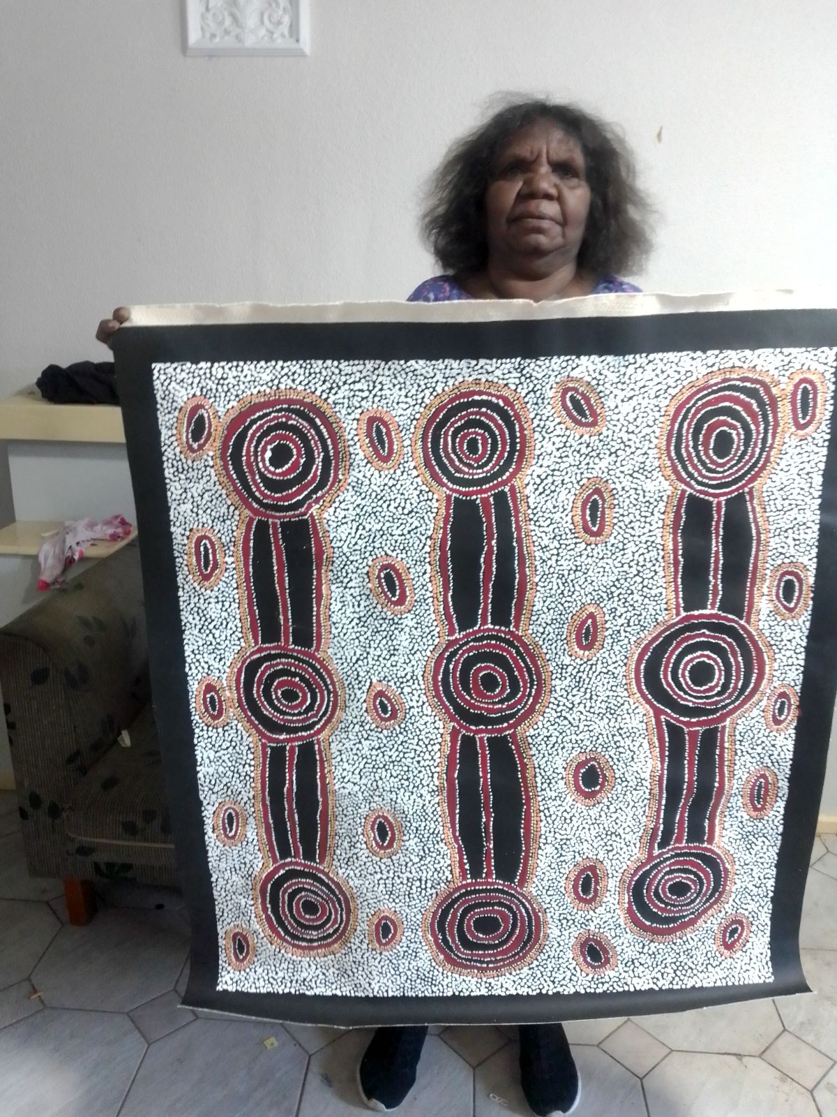 Joy Nangala Brown - Yumari Dreaming - 84x94cm .49-3