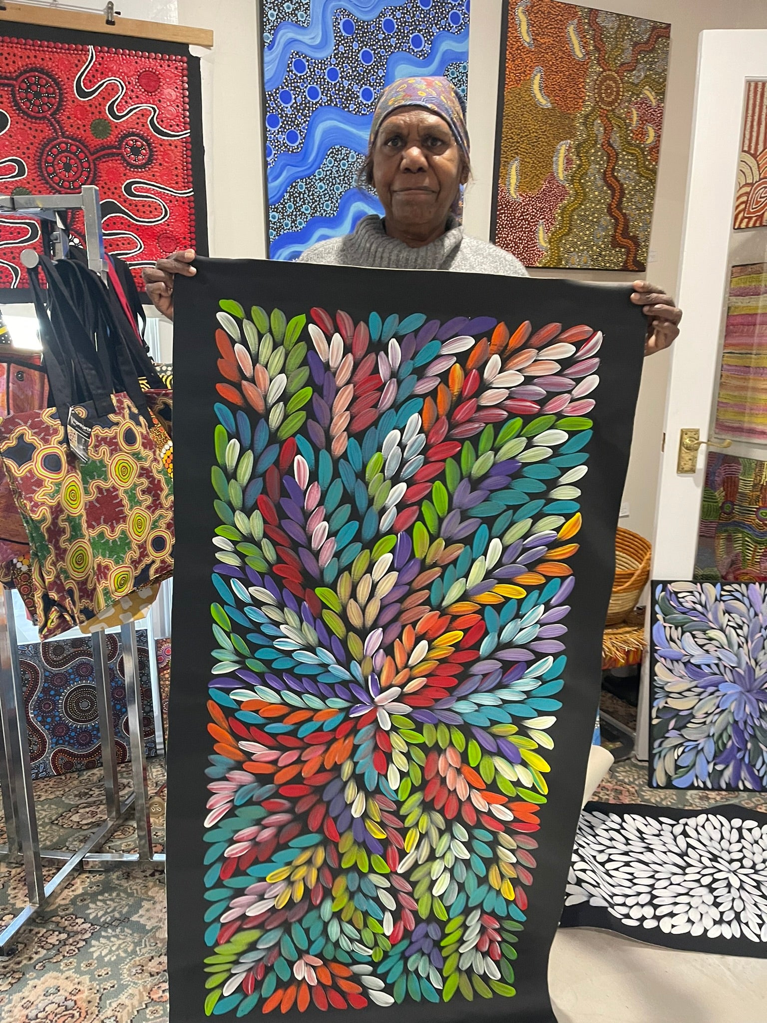 Jacinta Numina Waugh - Bush Medicine Leaves - 127x60cm .75-3