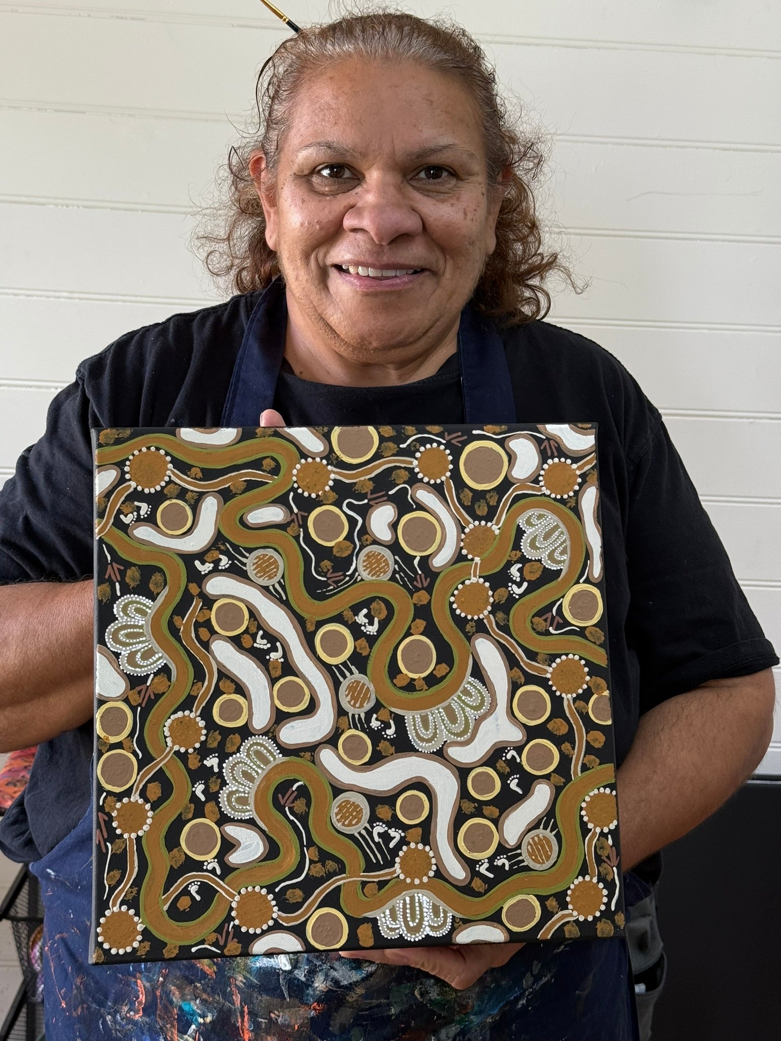 Deidre Burgoyne Rosier - Travelling Tracks and Walkabouts, Kangaroo Footprints  .11-11 *pre-stretched*