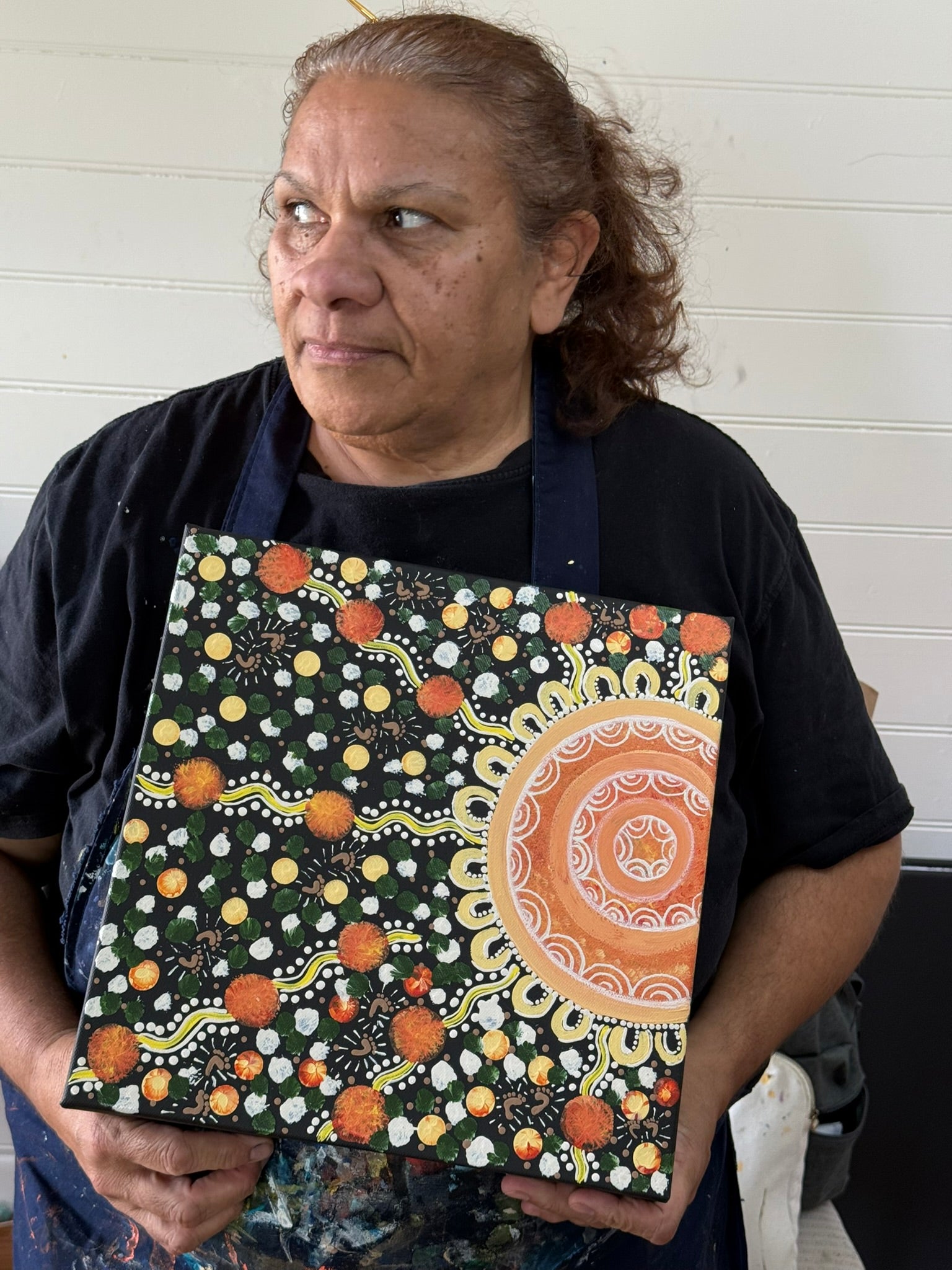 Deidre Burgoyne Rosier - Family Heading to Gatherings, Resting Spots - 30x30cm .11-13 *pre-stretched*