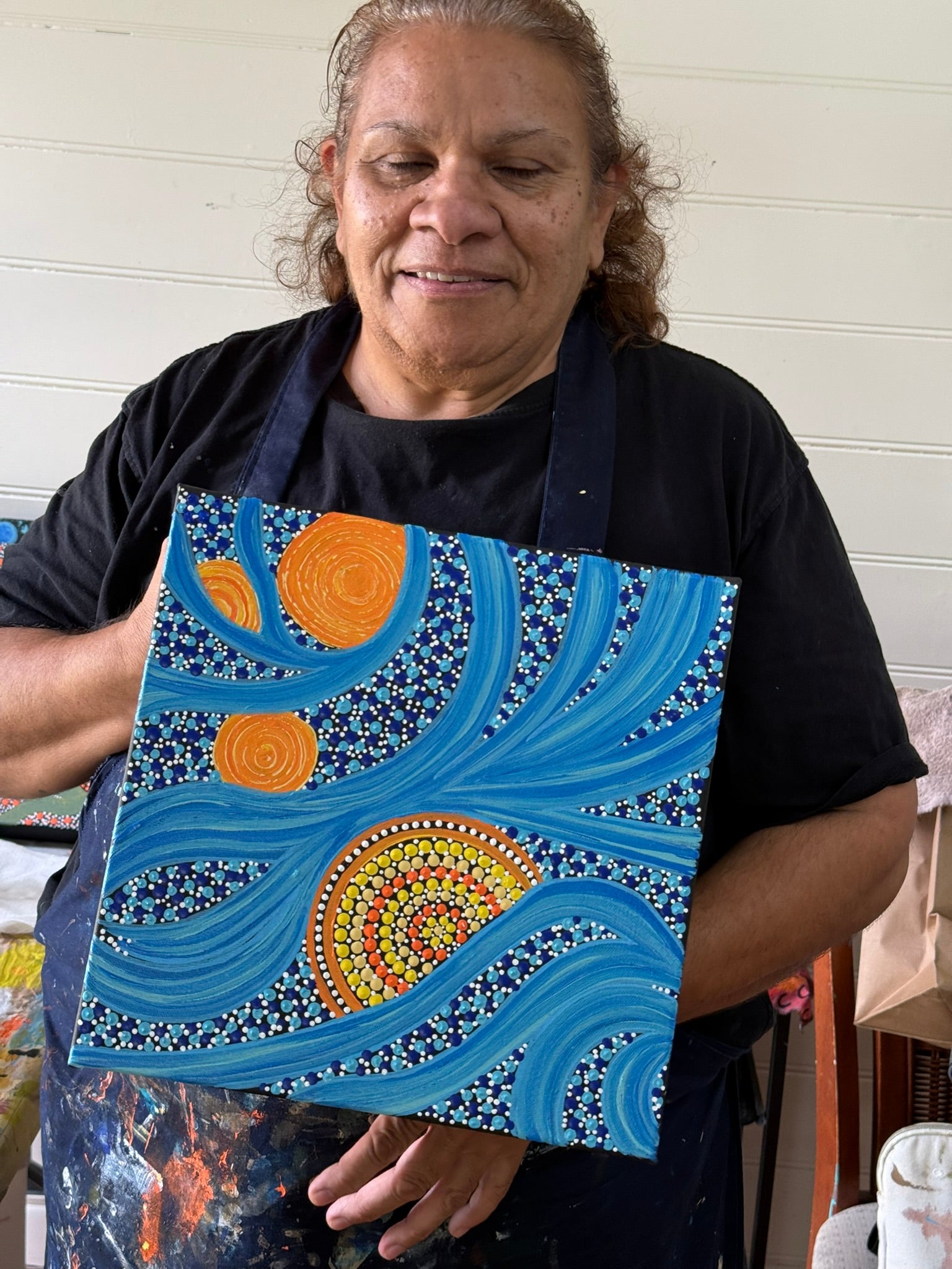 Deidre Burgoyne Rosier - Sun Beaming Through the Clouds, Shining on the Water - 30x30cm .11-4 *pre-stretched*