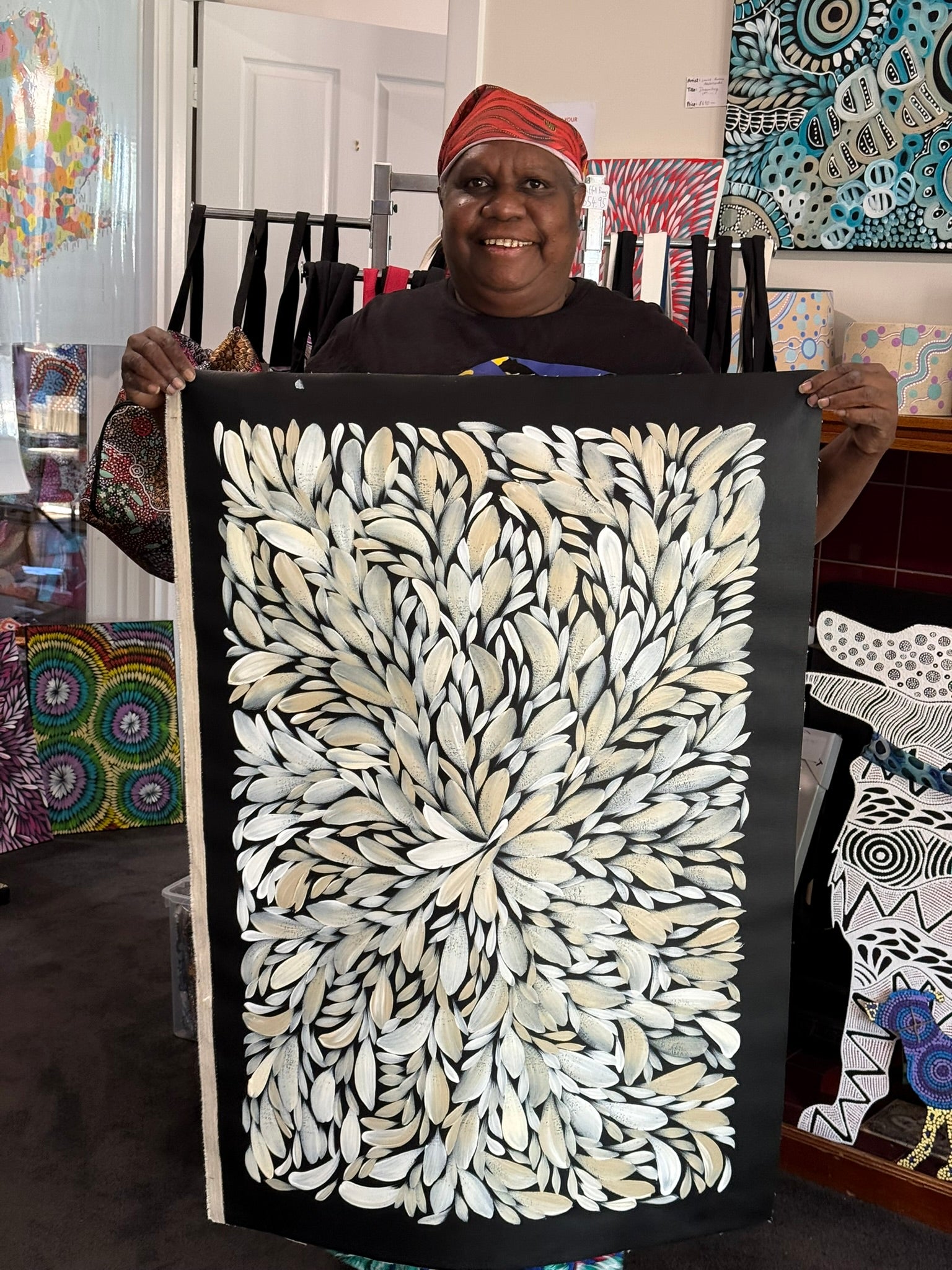 Louise Numina Napananka - Bush Medicine Leaves - 90x60cm .19-1