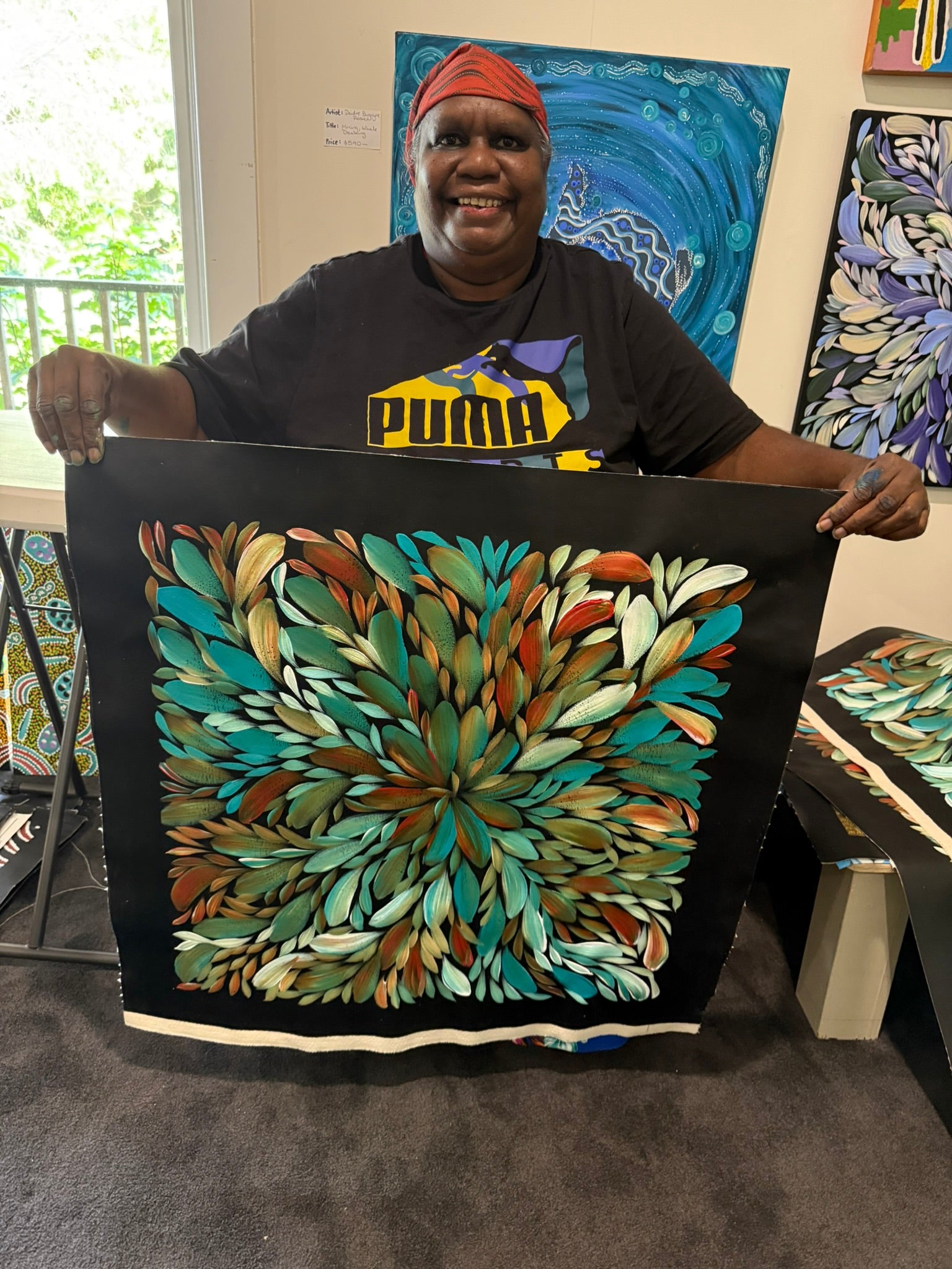 Louise Numina Napananka - Bush Medicine Leaves - 60x60cm .21-7
