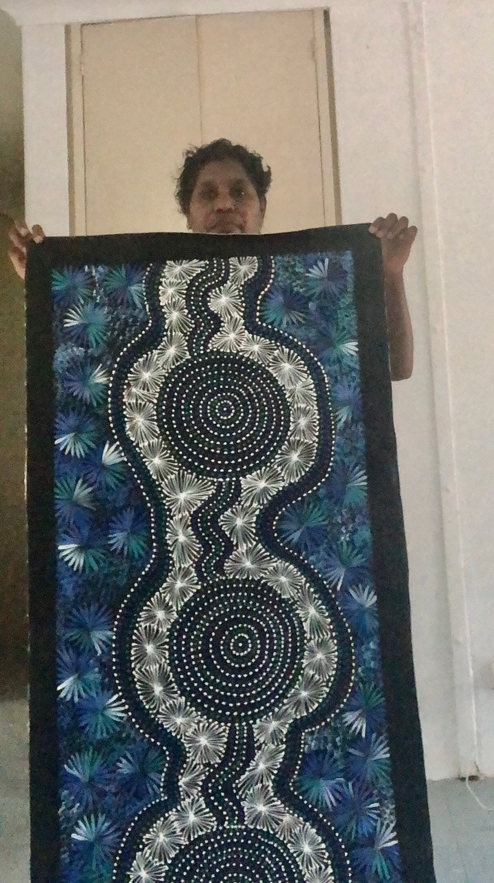 Selina Numina Kamprina - Bush Medicine Leaves with Spinifex Grass - 177x58cm .37-10