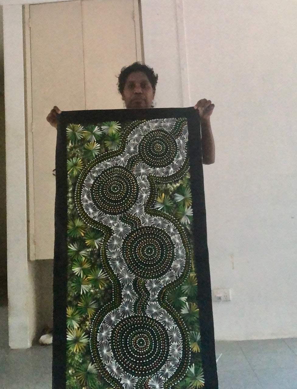 Selina Numina Kamprina - Bush Medicine Leaves with Spinifex Grass - 176x57cm .37-9