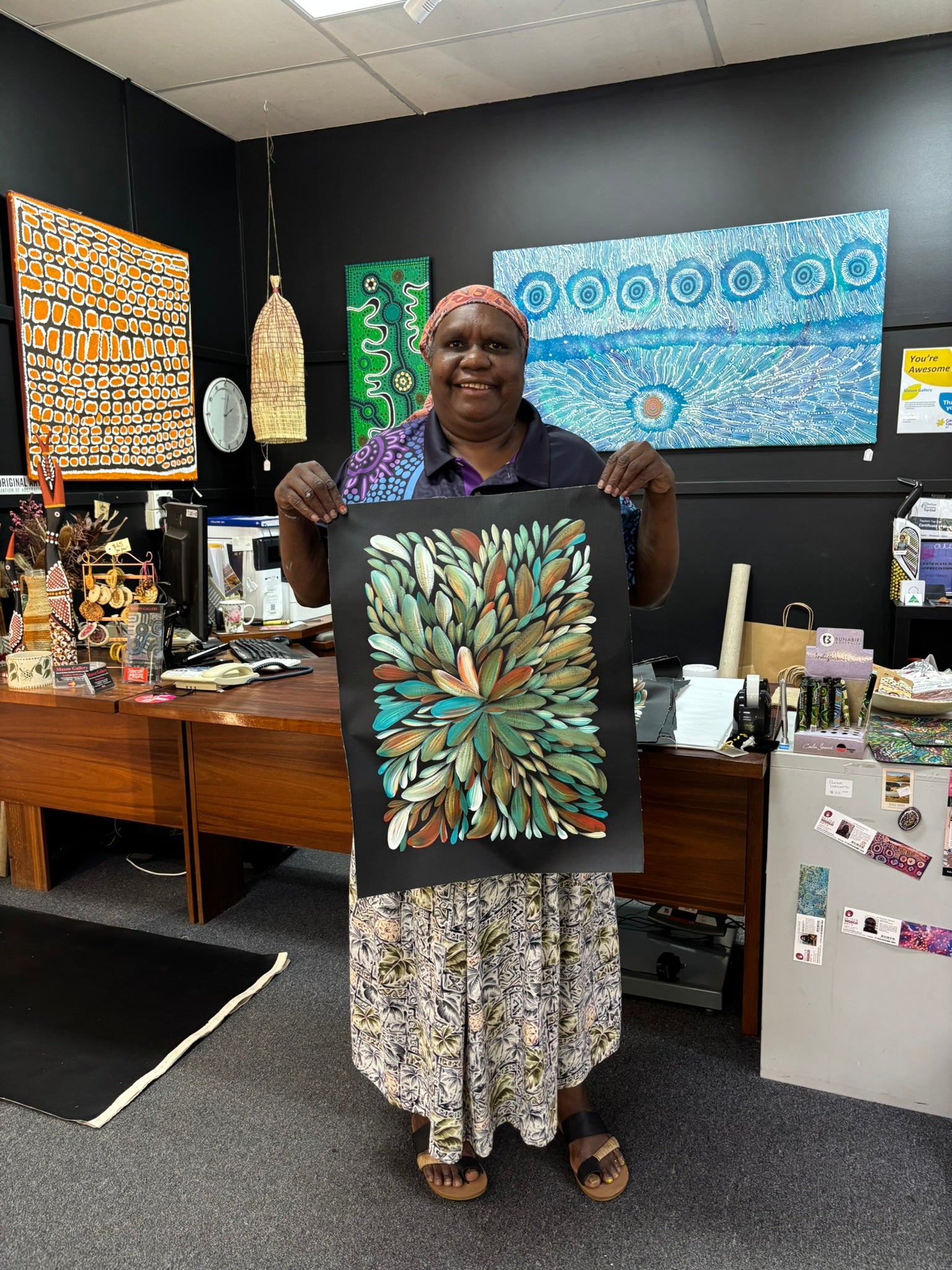 Louise Numina Napananka - Bush Medicine Leaves - 36x51cm .57-70