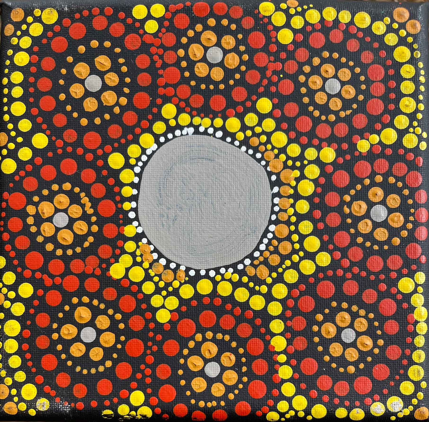 Sabrina Nangala Robertson - 13 x 13cm - Ngapa Jukurrpa (Water Dreaming)