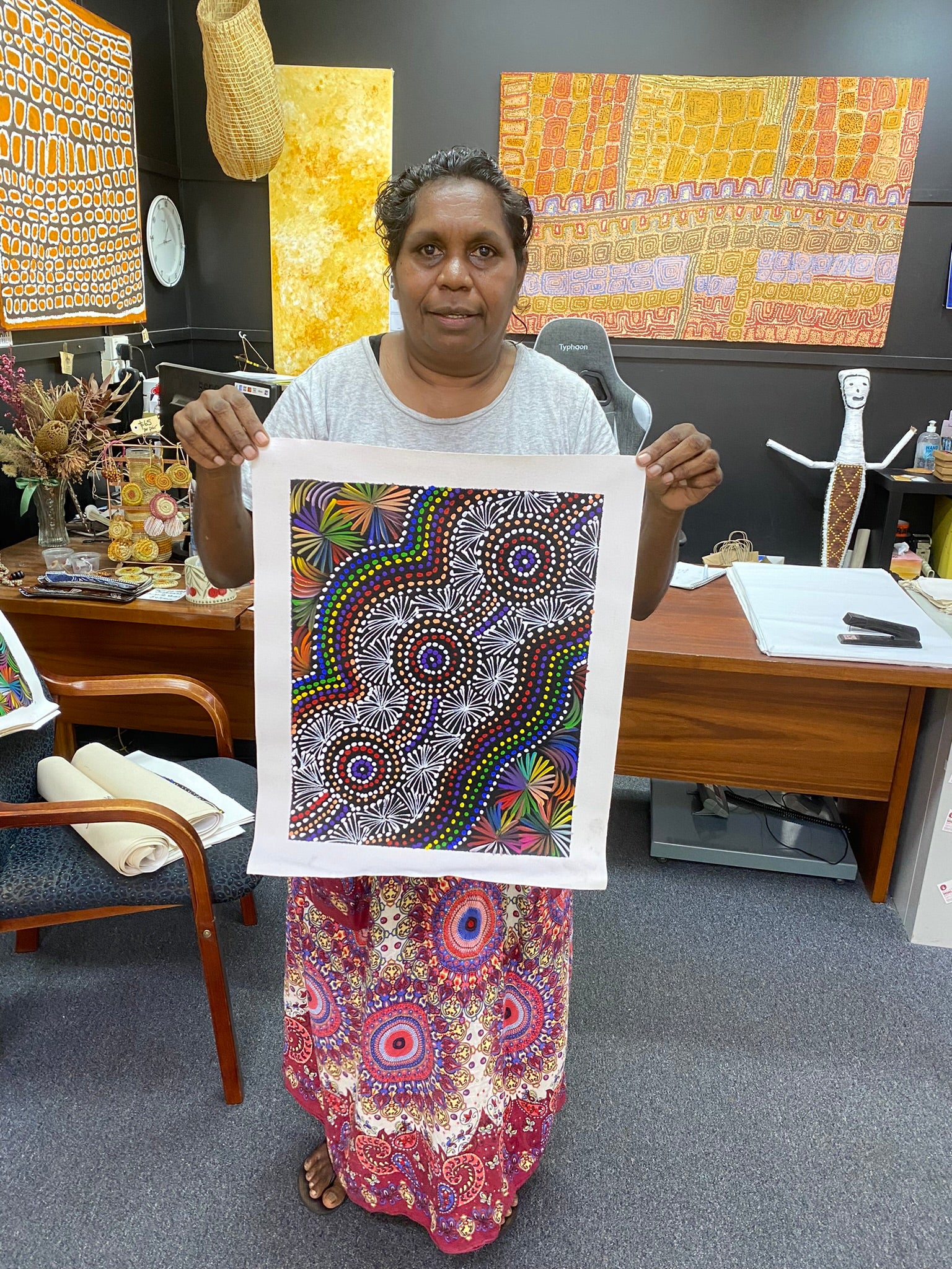 Selina Numina Kamprina - Bush Medicine Leaves with Spinifex Grass  .65-1