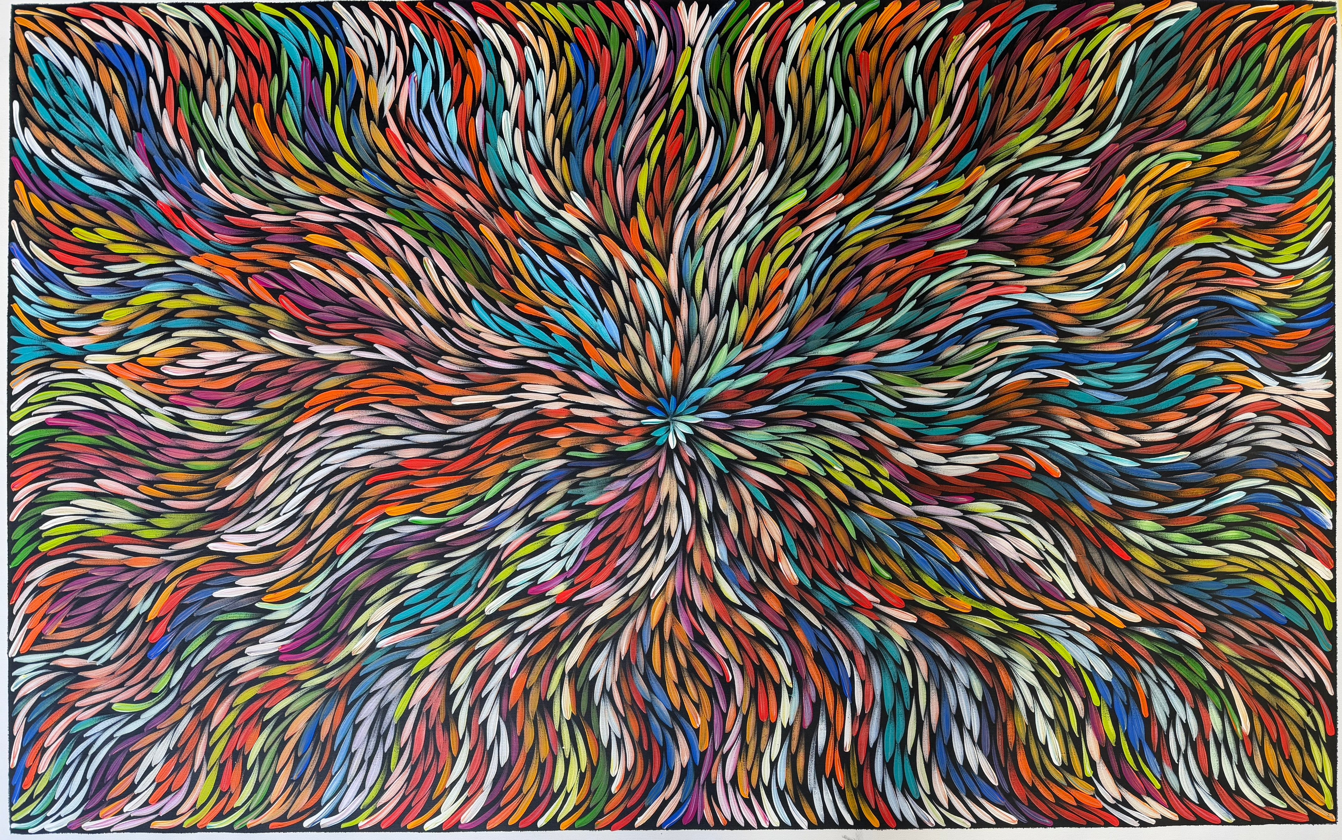 Flowing Bush Medicine Leaves in a rainbow of colours by Aboriginal Artist Sharon Numina