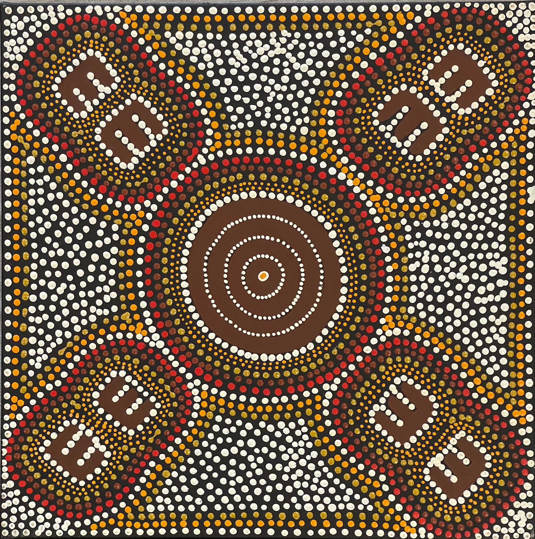 Stephanie Naparrurla Nelson - Janganpa Jukurrpa (Brush-tail Possum Dreaming) - Mawurrji - 30x30cm Stretched ready to hang