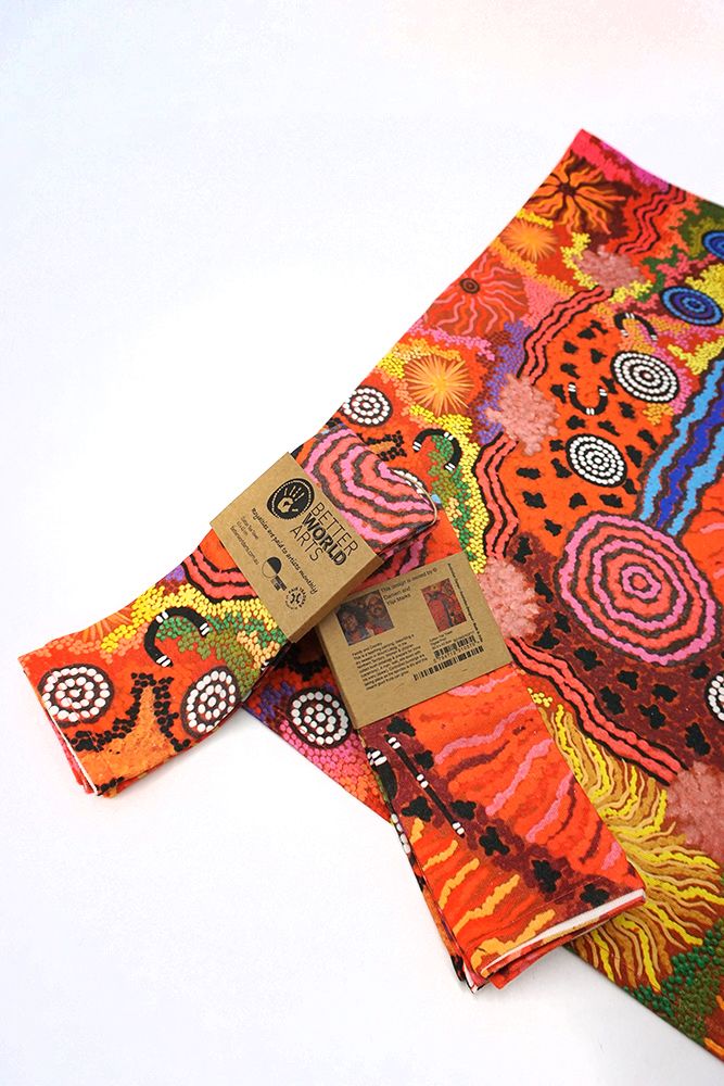 Cotton Tea Towel - Damien & Yilpi Marks - Family & Country (multicolour)