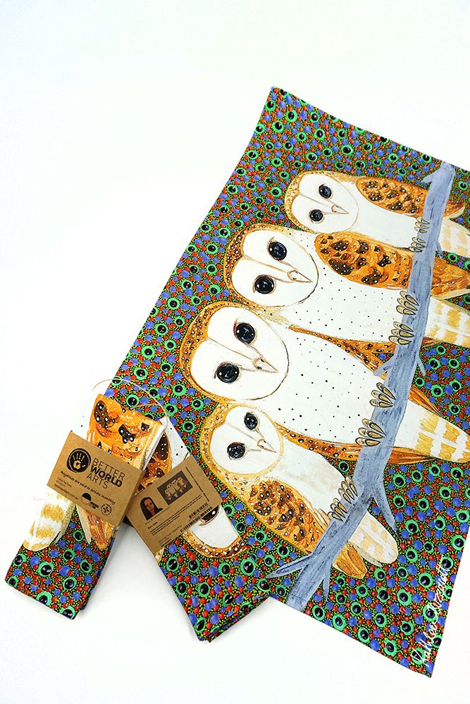 Cotton Tea Towel - Kathleen Buzzacott - Barn Owls