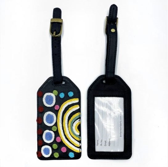 Leather Luggage Tag Embroidered - Yaritji Heffernan