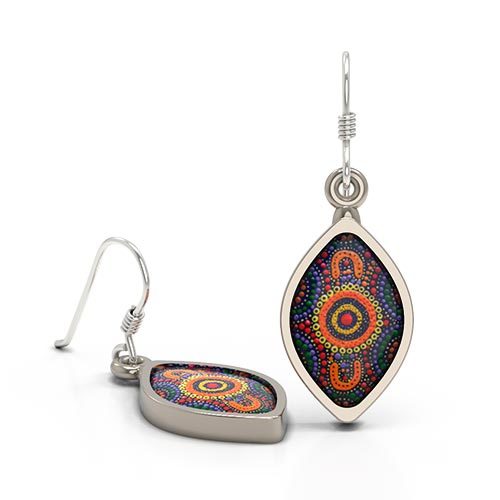 Earrings Drop - Sisters Picking Wildflowers - Kathleen Buzzacott
