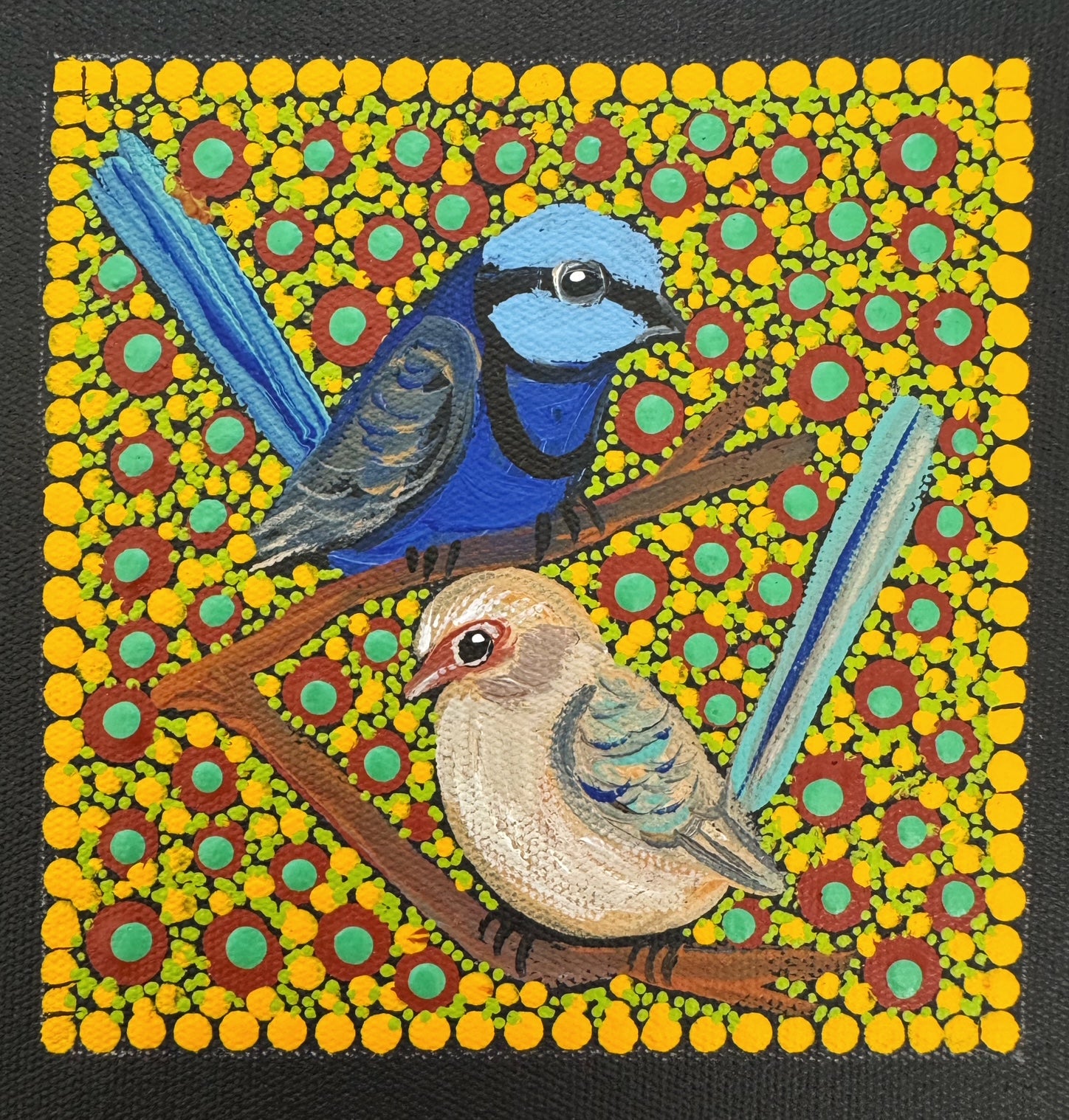 Kathleen Buzzacott - Blue Fairy Wrens - Small, Framed .500