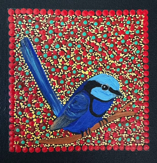 Kathleen Buzzacott - Blue Fairy Wren - Small, Framed .502