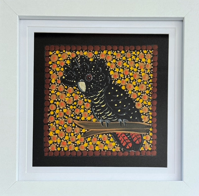 Kathleen Buzzacott - Redtail Black Cockatoo (Female) - Small, Framed .501