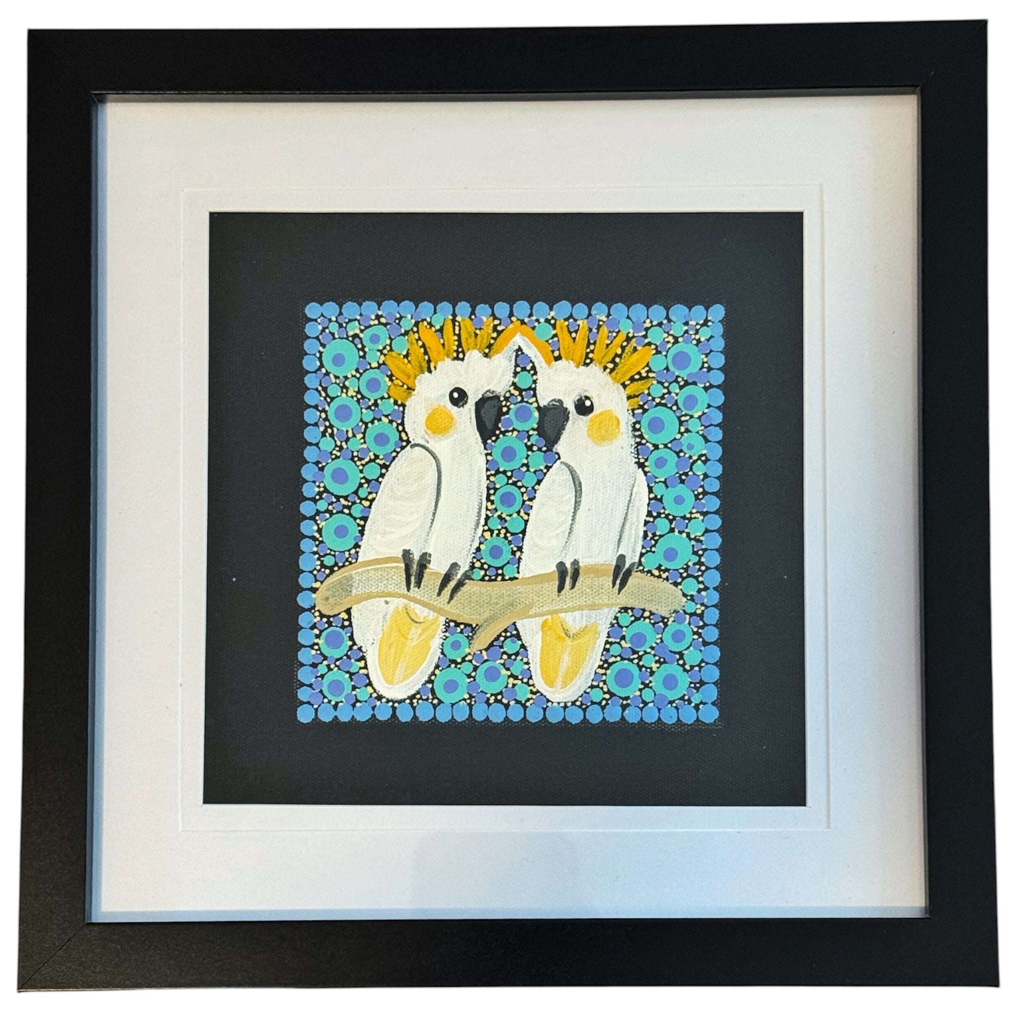 Kathleen Buzzacott - Sulphur Crested Cockatoos - Small, Framed .210