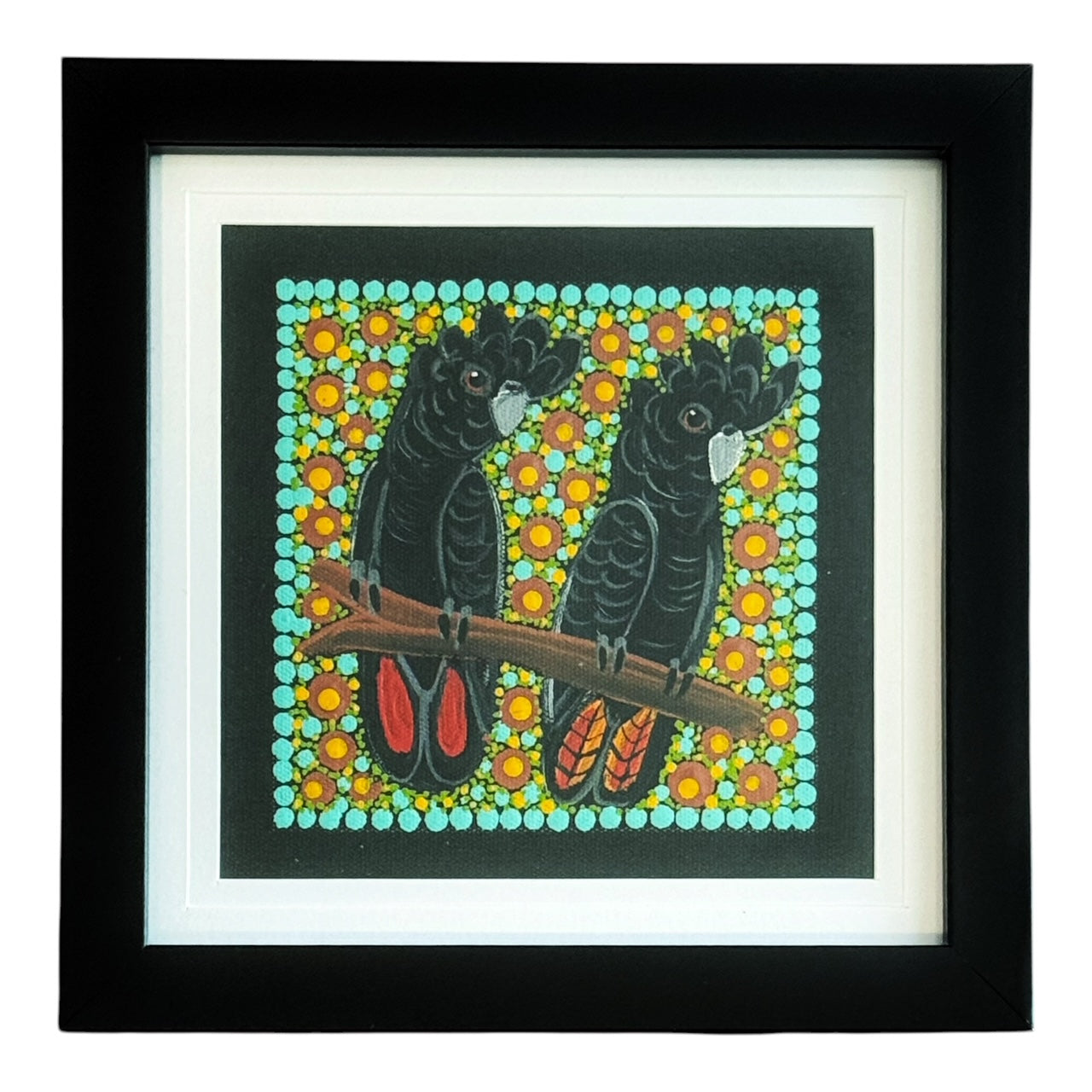 Kathleen Buzzacott - Redtail Black Cockatoos - Small, Framed .340