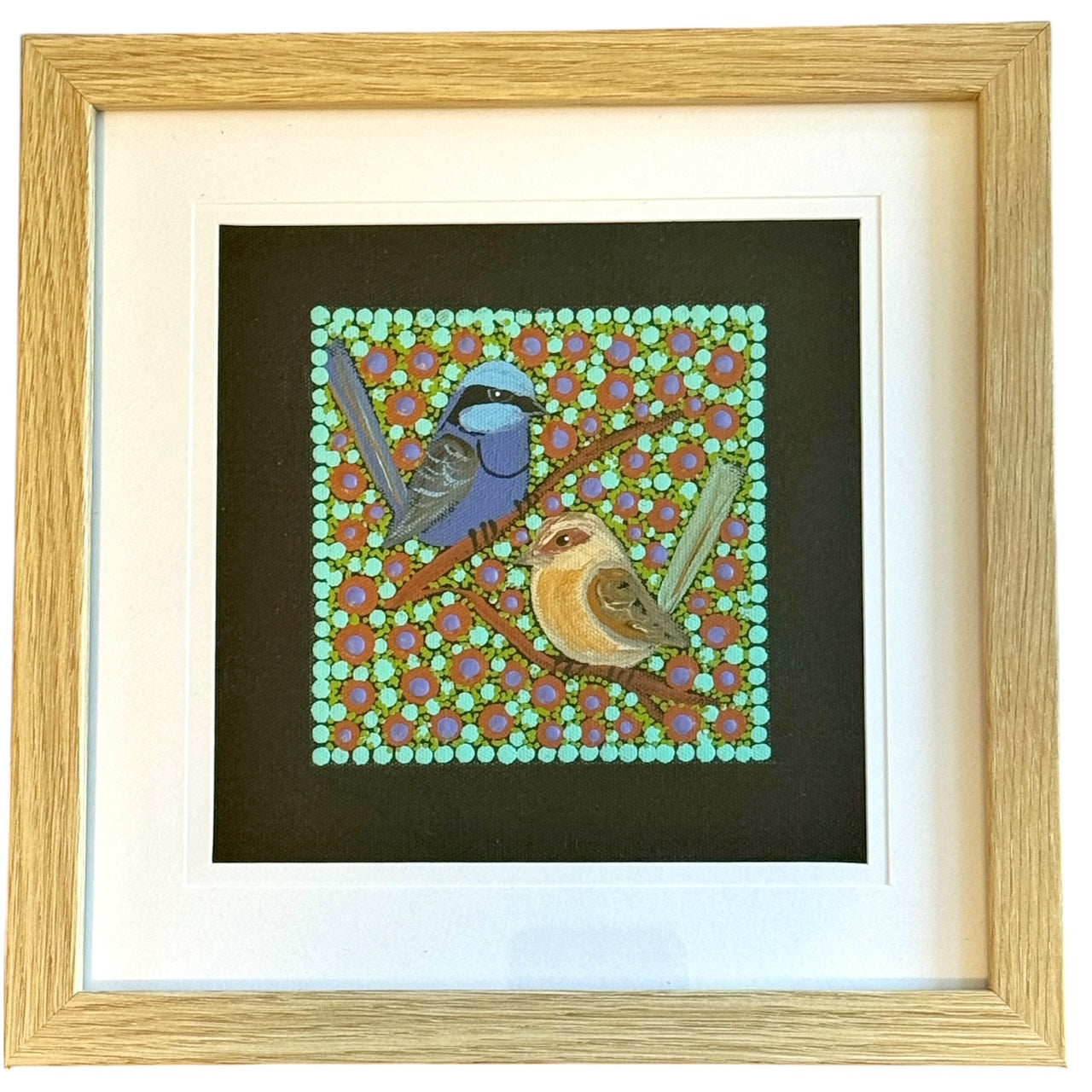 Kathleen Buzzacott - Blue Fairy Wrens - Small, Framed .190