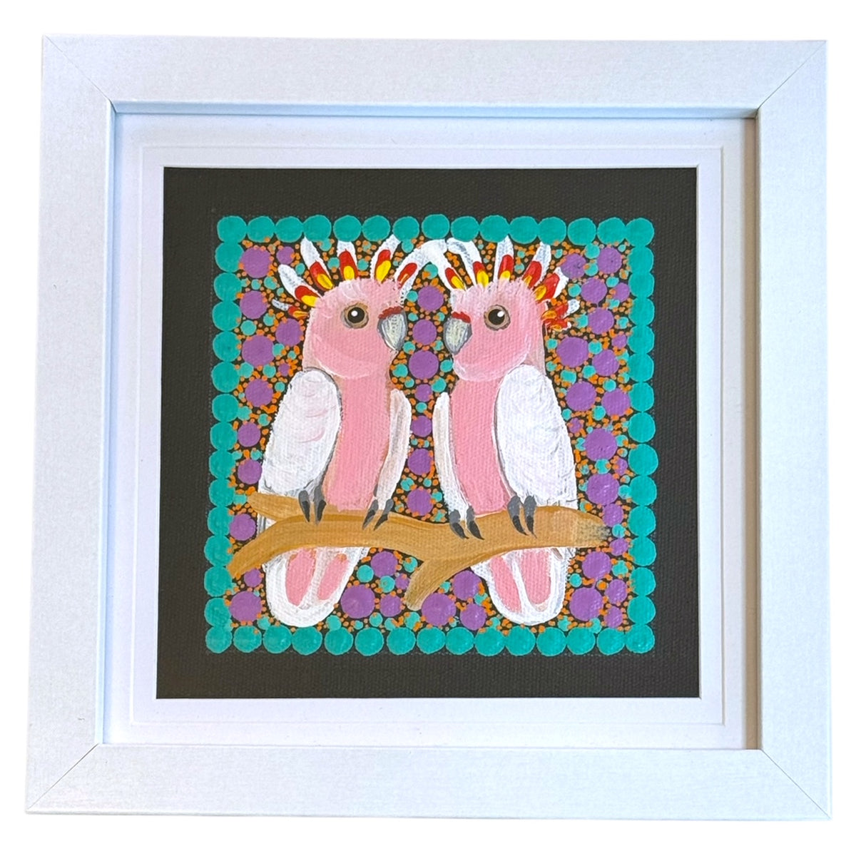 Kathleen Buzzacott - Major Mitchell's Cockatoos - Small, Framed .506