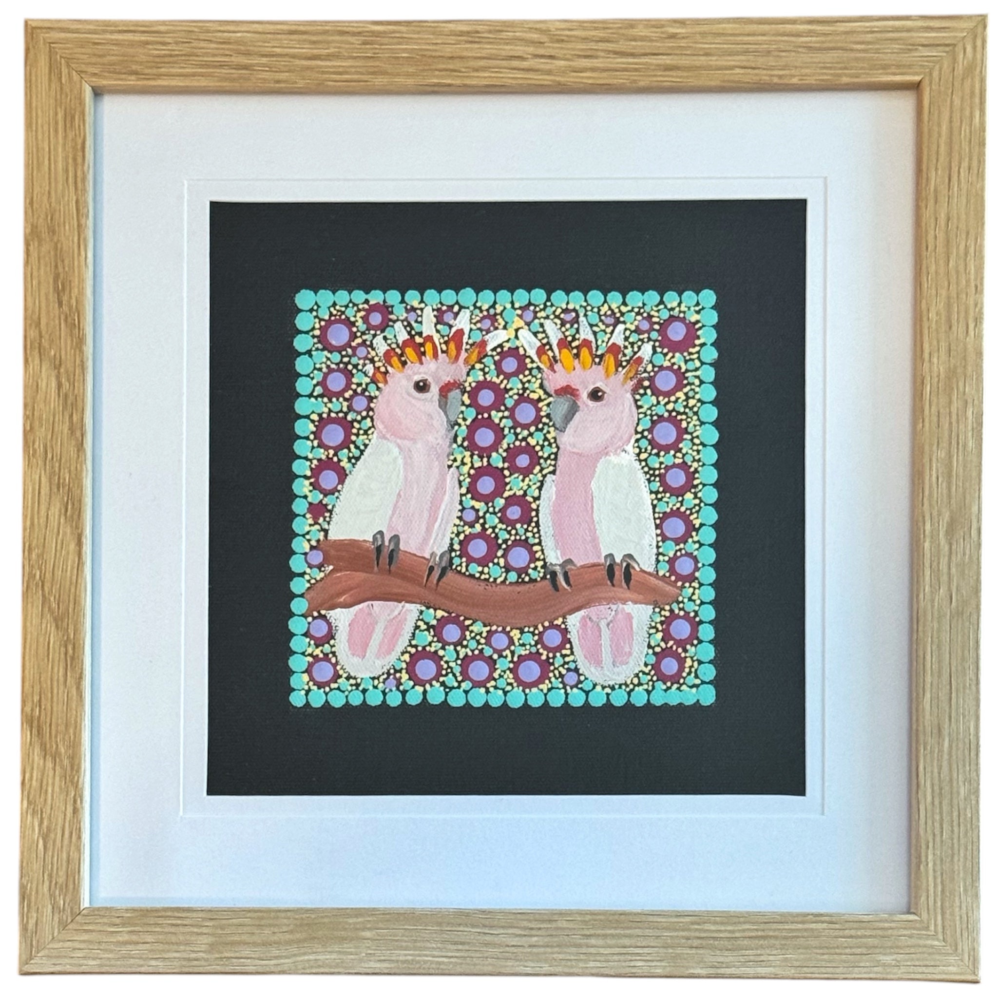 Kathleen Buzzacott - Major Mitchell's Cockatoos - Small, Framed .240