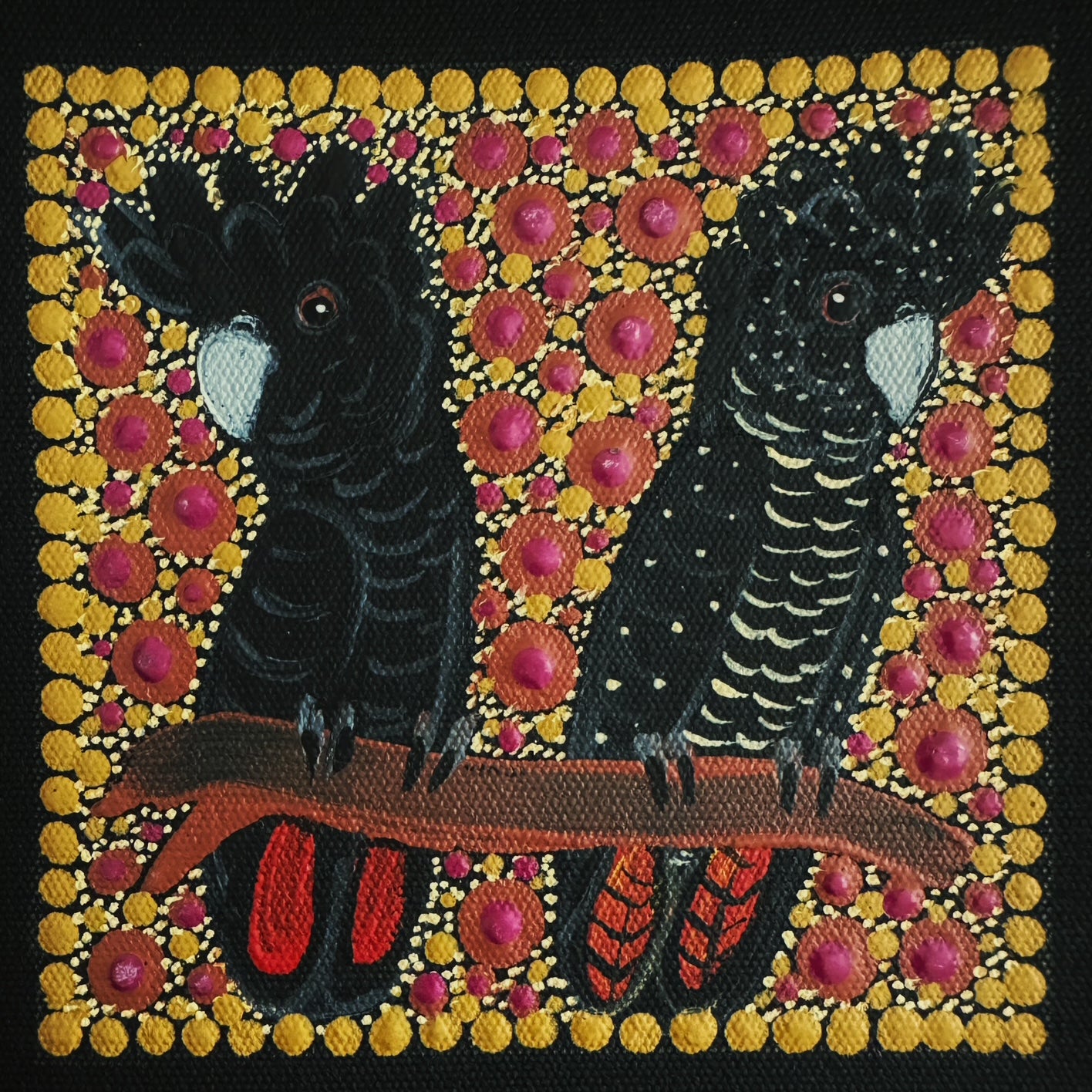 Kathleen Buzzacott - Redtail Black Cockatoos - Small, Framed .504