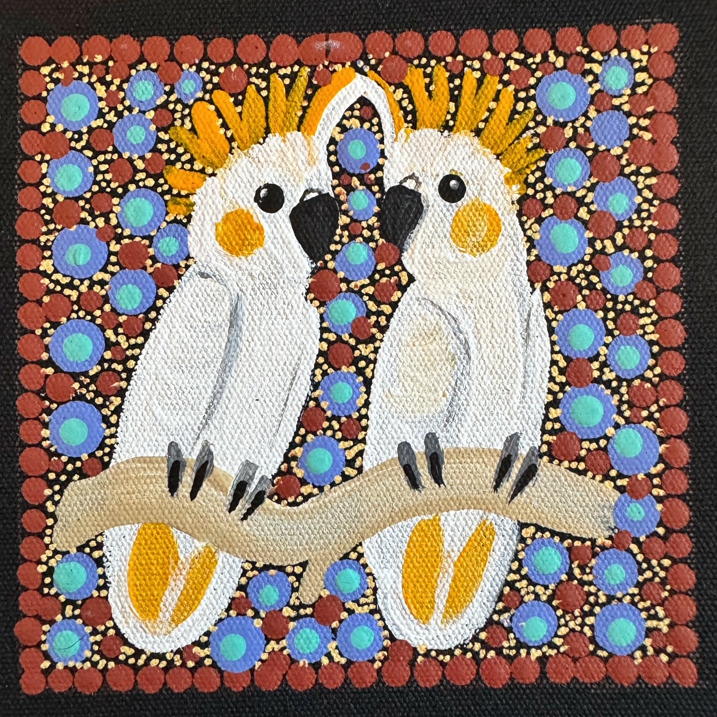 Kathleen Buzzacott - Sulphur Crested Cockatoos - Small, Framed .210
