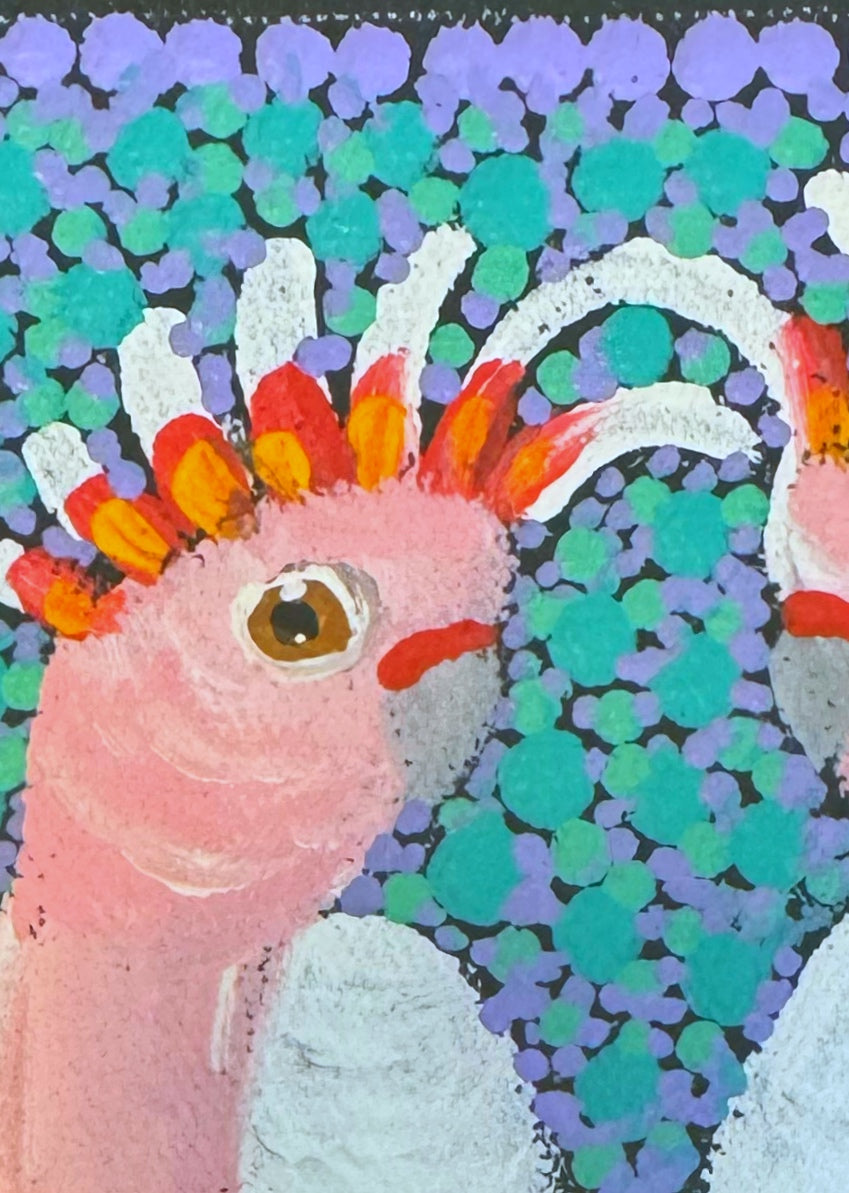 Kathleen Buzzacott - Major Mitchell's Cockatoos - Small, Framed .240