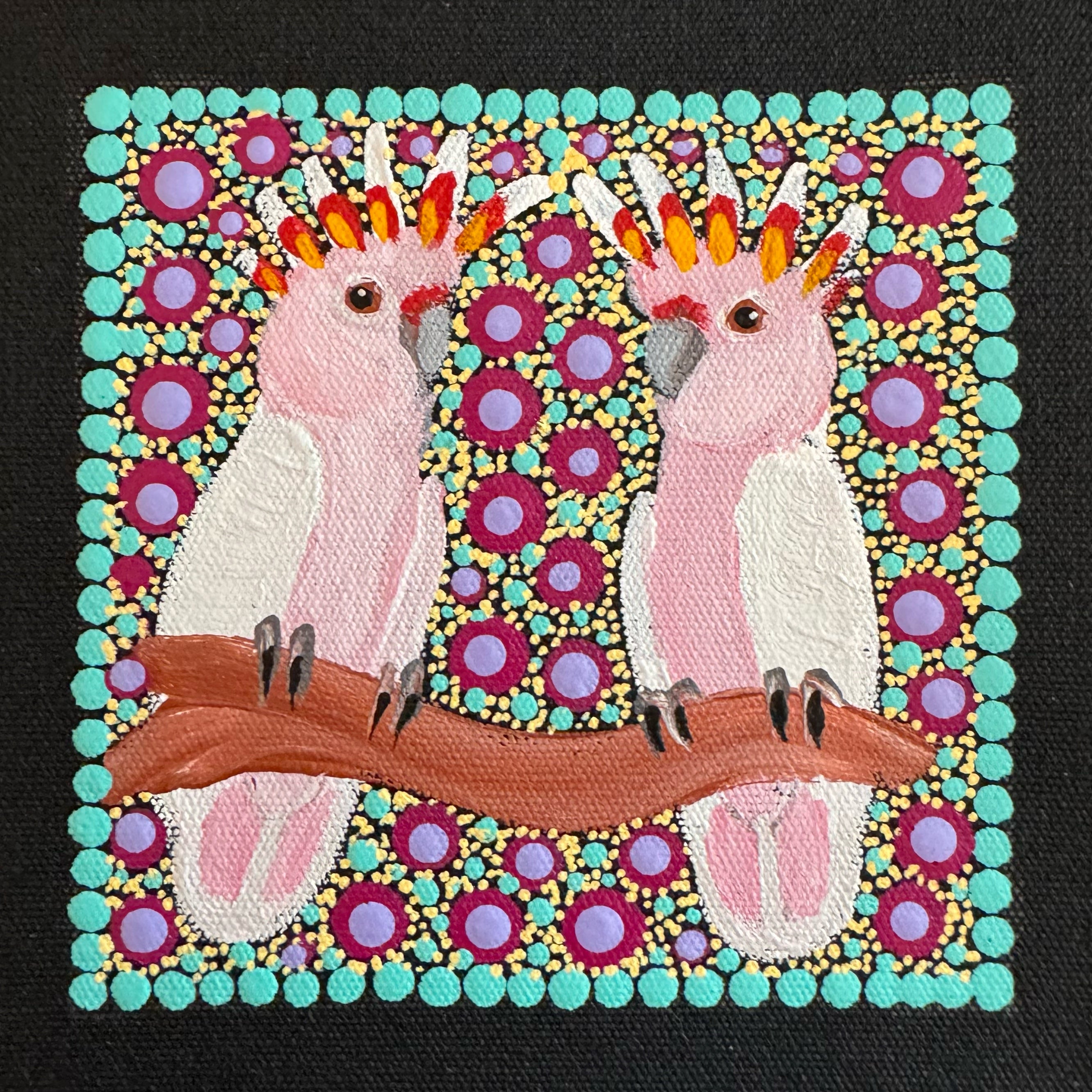 Kathleen Buzzacott - Major Mitchell's Cockatoos - Small, Framed .240
