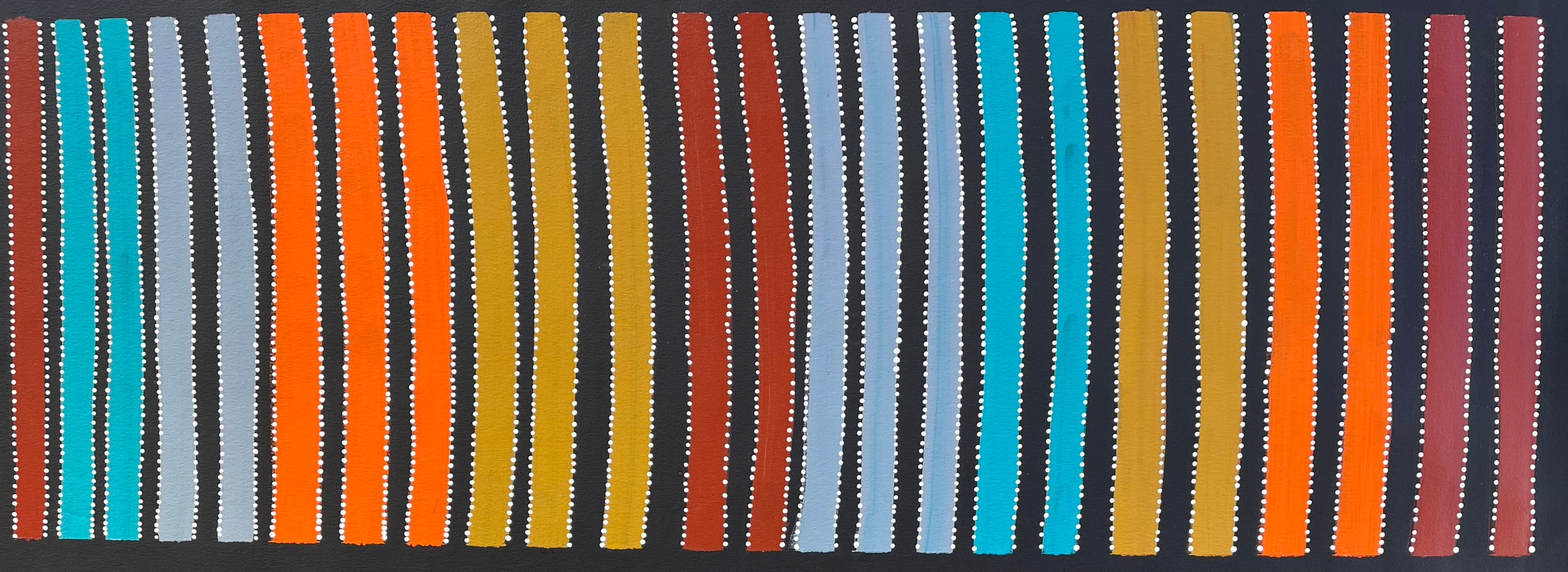 Jacinta Numina - My Country Atnangkerre, Emu Dreaming (Ankerre), Body Painting (Awelye)- 43x124cm .23-1