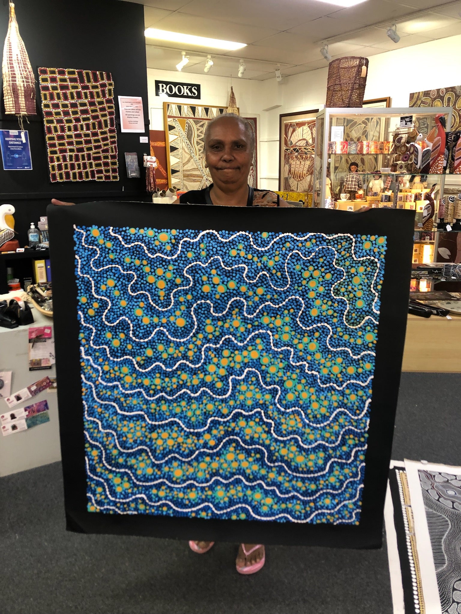 Trephina Sultan - Arial View, Running Water, Rocky River Beds - 91x86cm