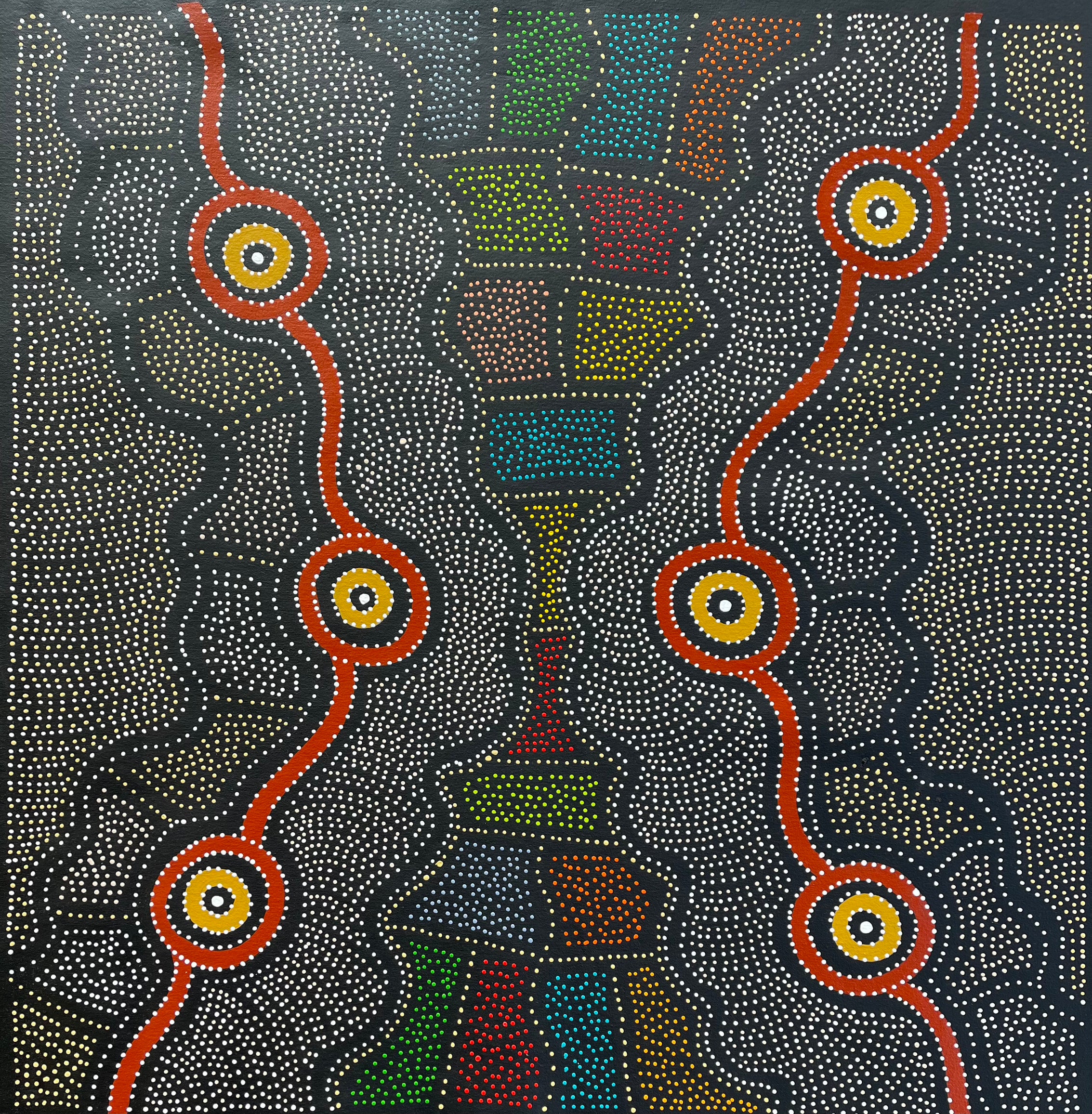 Jacinta Numina Waugh - My Country Atnangkerre, Thorny Lizard (Arnkerrthe) - 90x93cm .11-8