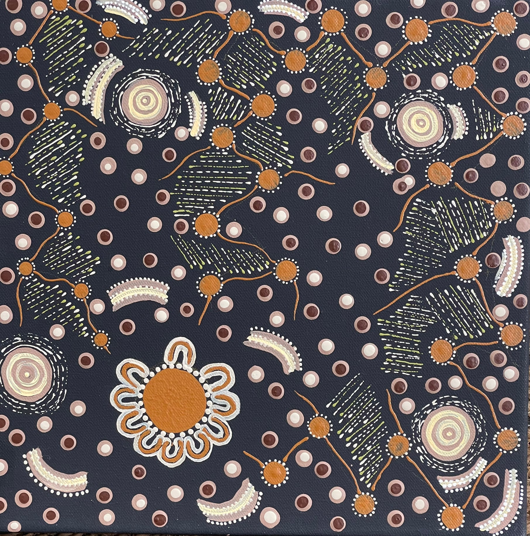Deidre Burgoyne Rosier - Family Gathering - 30x30cm Stretched ready to hang .03-22