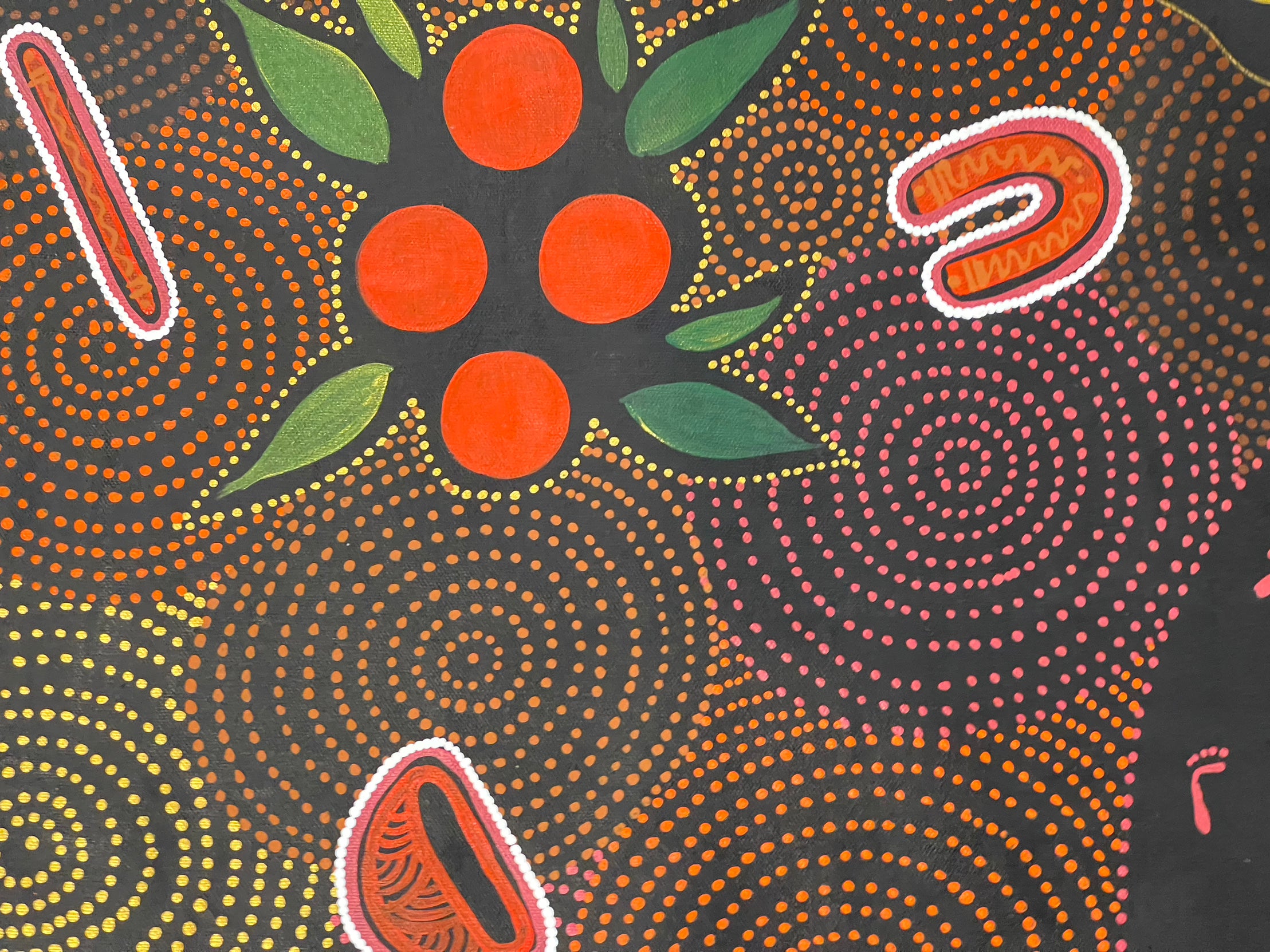 By Artist Eunice Nungarrayi Woods - Honey Ant Dreaming, Women's Sitting Around The Waterhole - 148x89cm .06