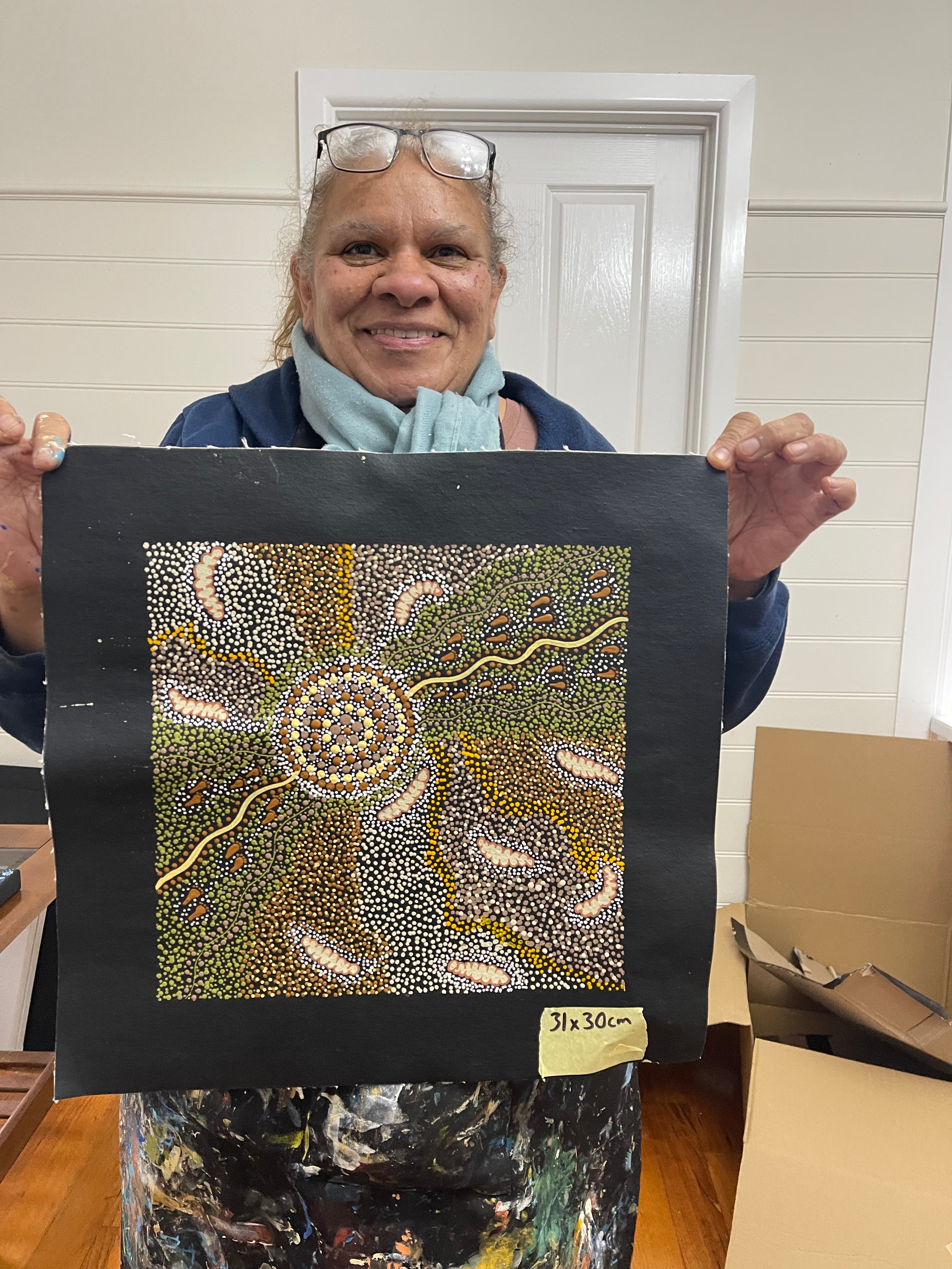 Deidre Burgoyne Rosier - Bush Tucker - 31x30cm .12-16