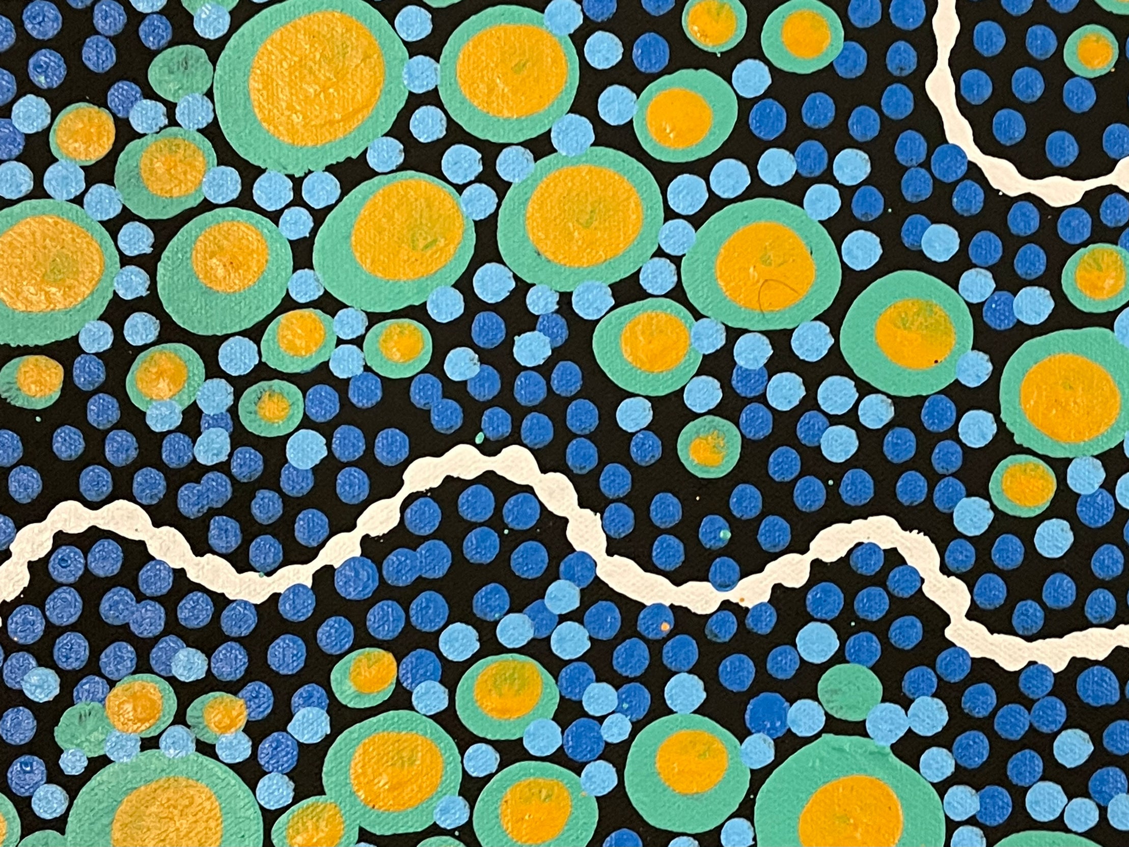 Trephina Sultan - Arial View, Running Water, Rocky River Beds - 91x86cm