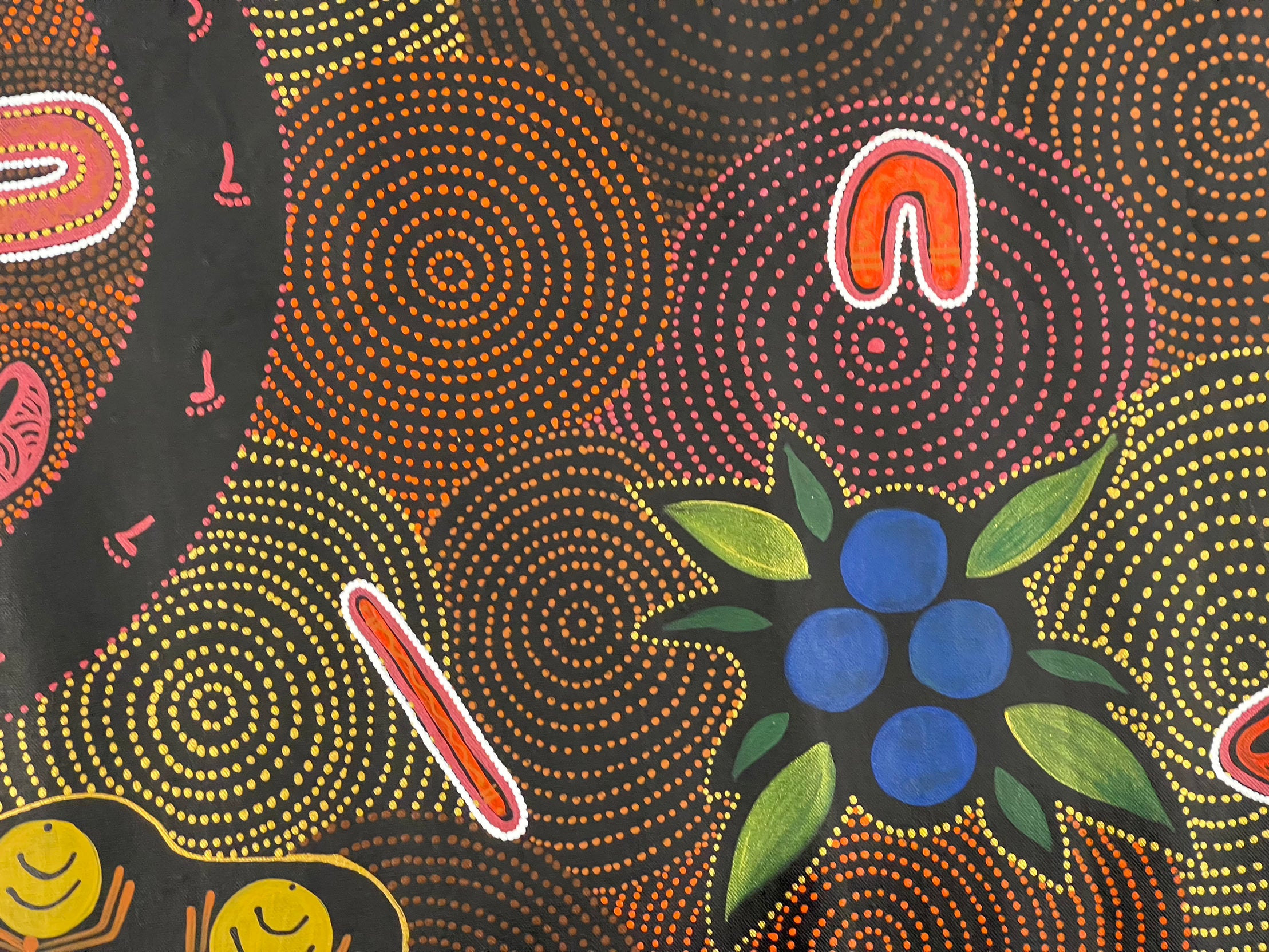 By Artist Eunice Nungarrayi Woods - Honey Ant Dreaming, Women's Sitting Around The Waterhole - 148x89cm .06