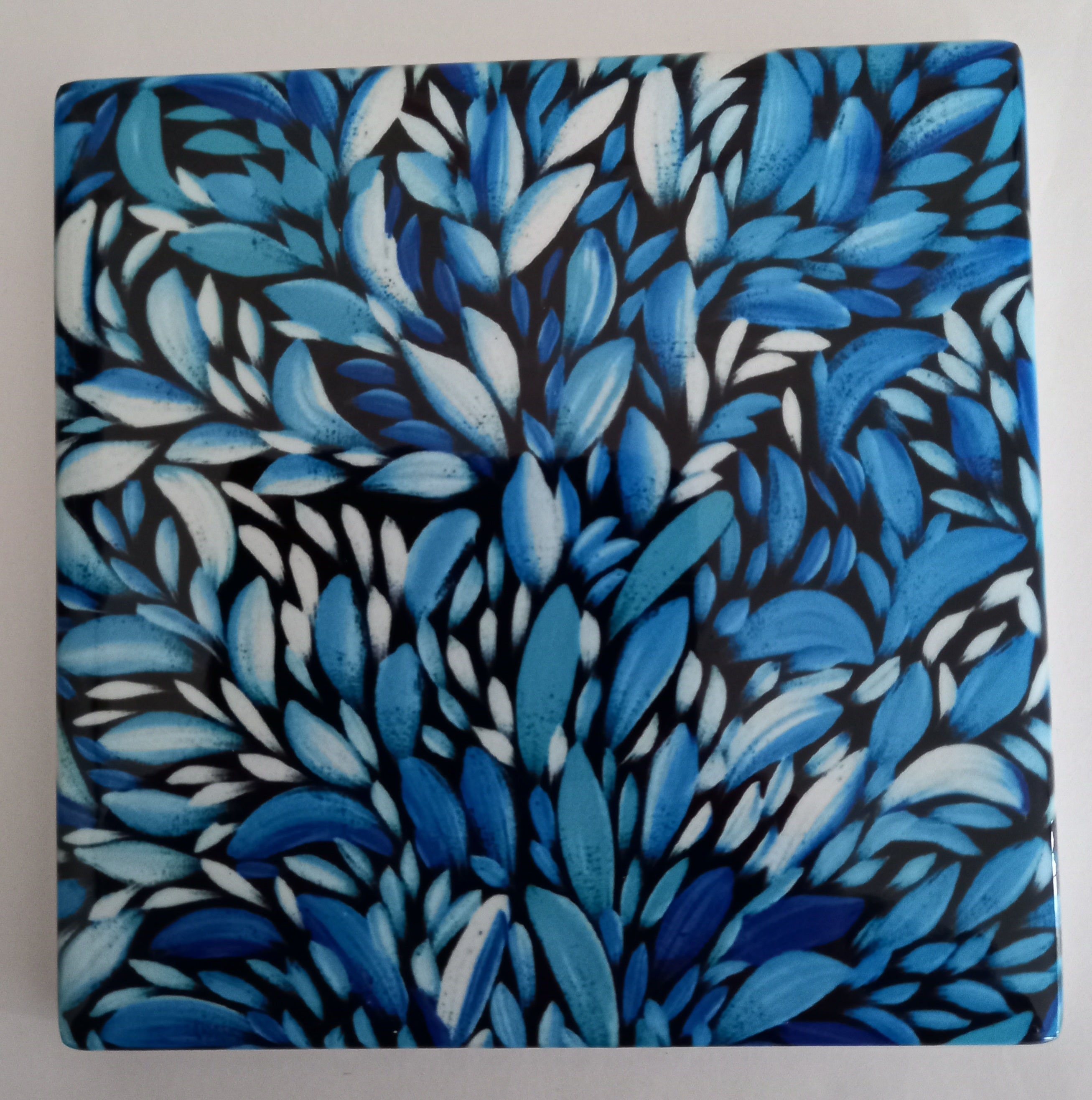 Ceramic Coaster - Louise Numina Napananka - Blue Close-Up