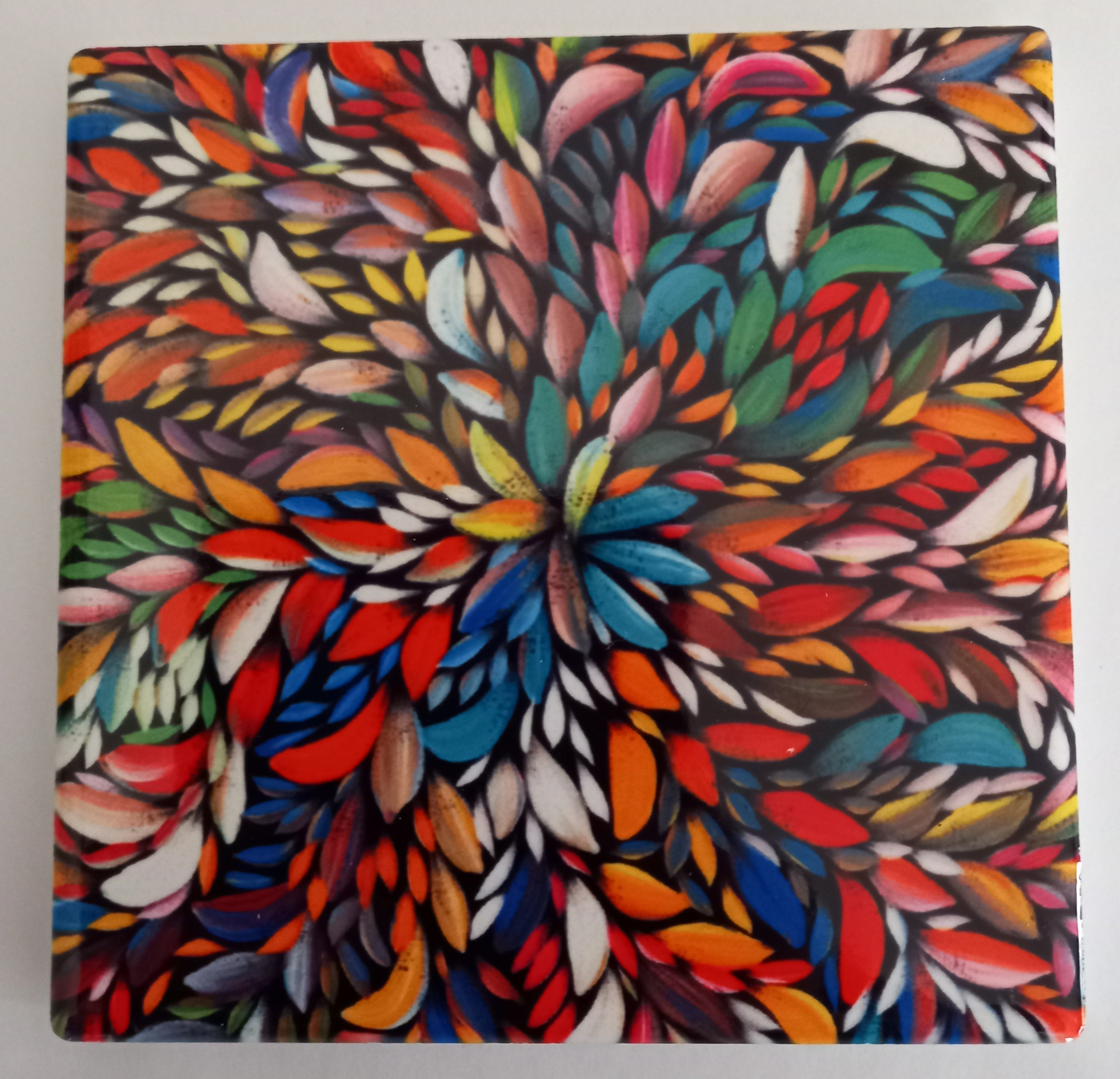 Ceramic Coaster - Louise Numina Napananka - Multi Centre Close Up