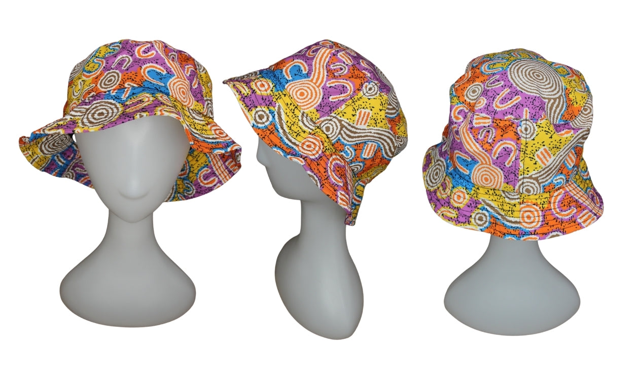 Bucket Hat - Evelyn Nangala Robertson - Water Dreaming