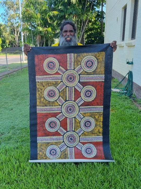 PAUL JANIMA PURVIS - Anungara Emu Dreaming - 137x85cm .