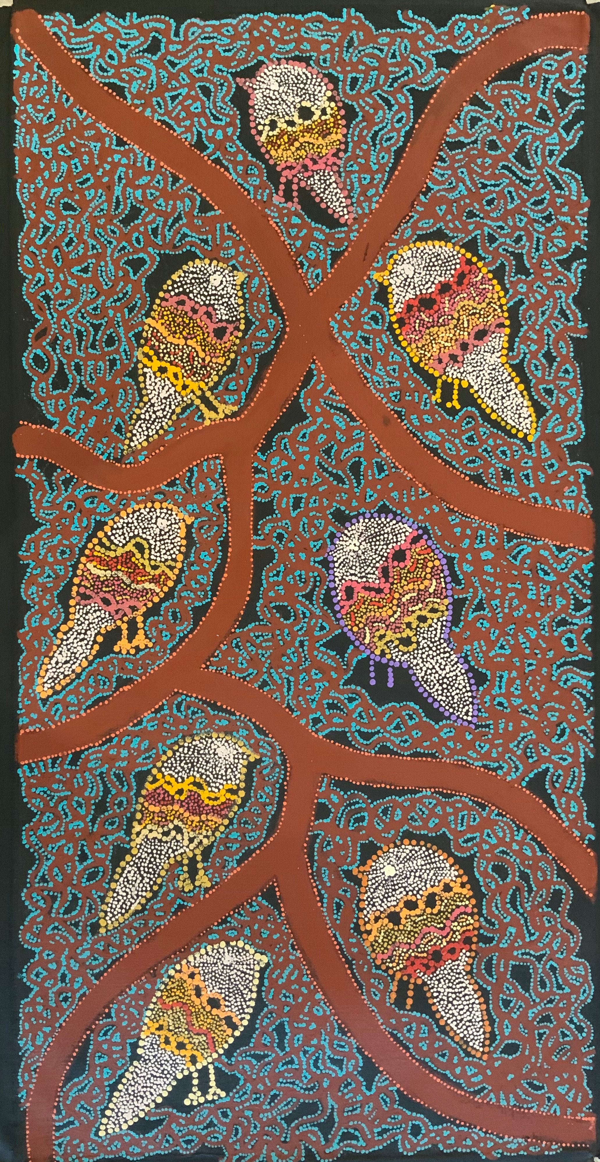 Geraldine Napangardi Granites - Ngalyipi Jukurrpa (Snake Vine Dreaming) - 46x91cm