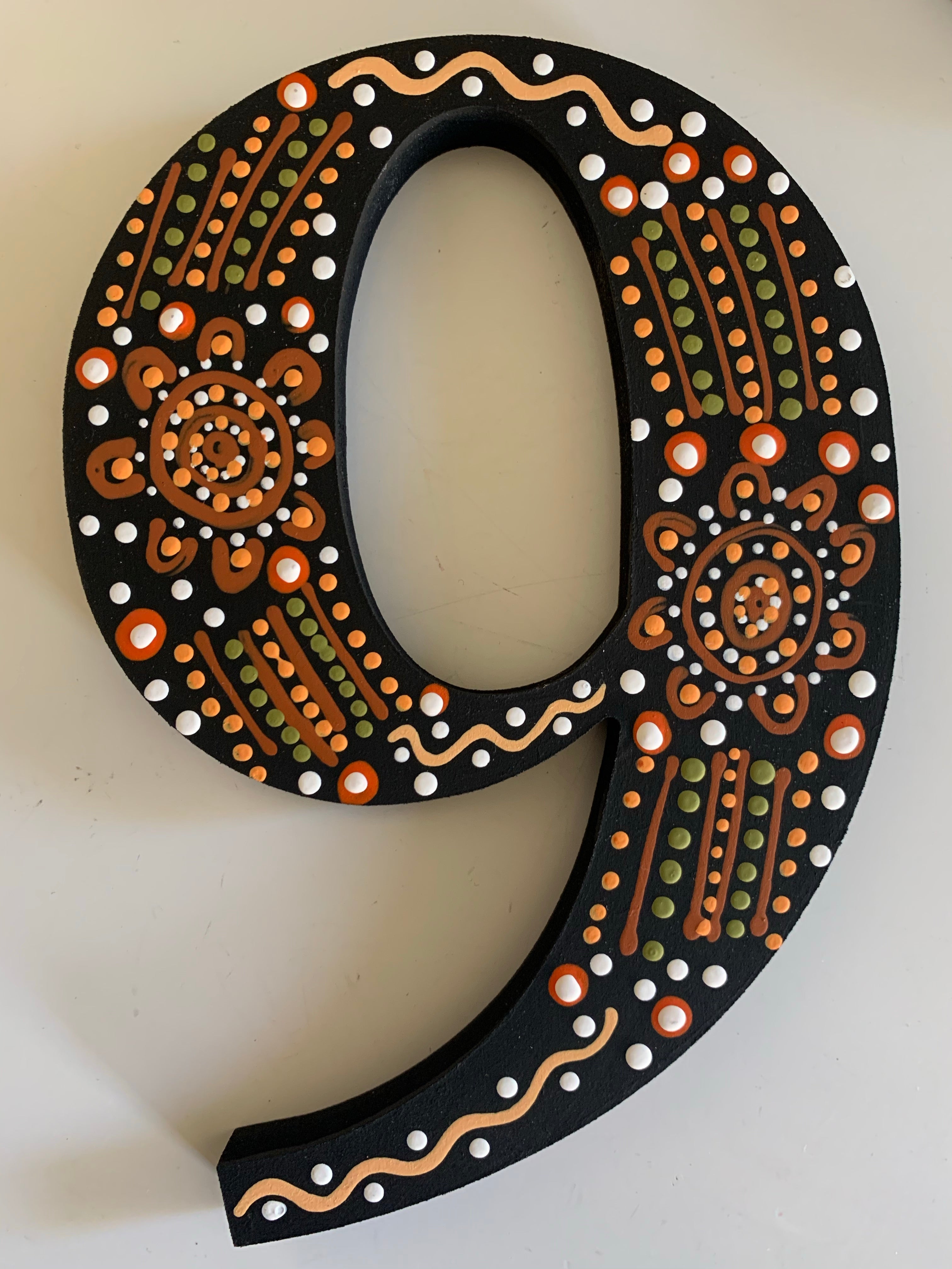 Hand Painted Wooden - Number 9