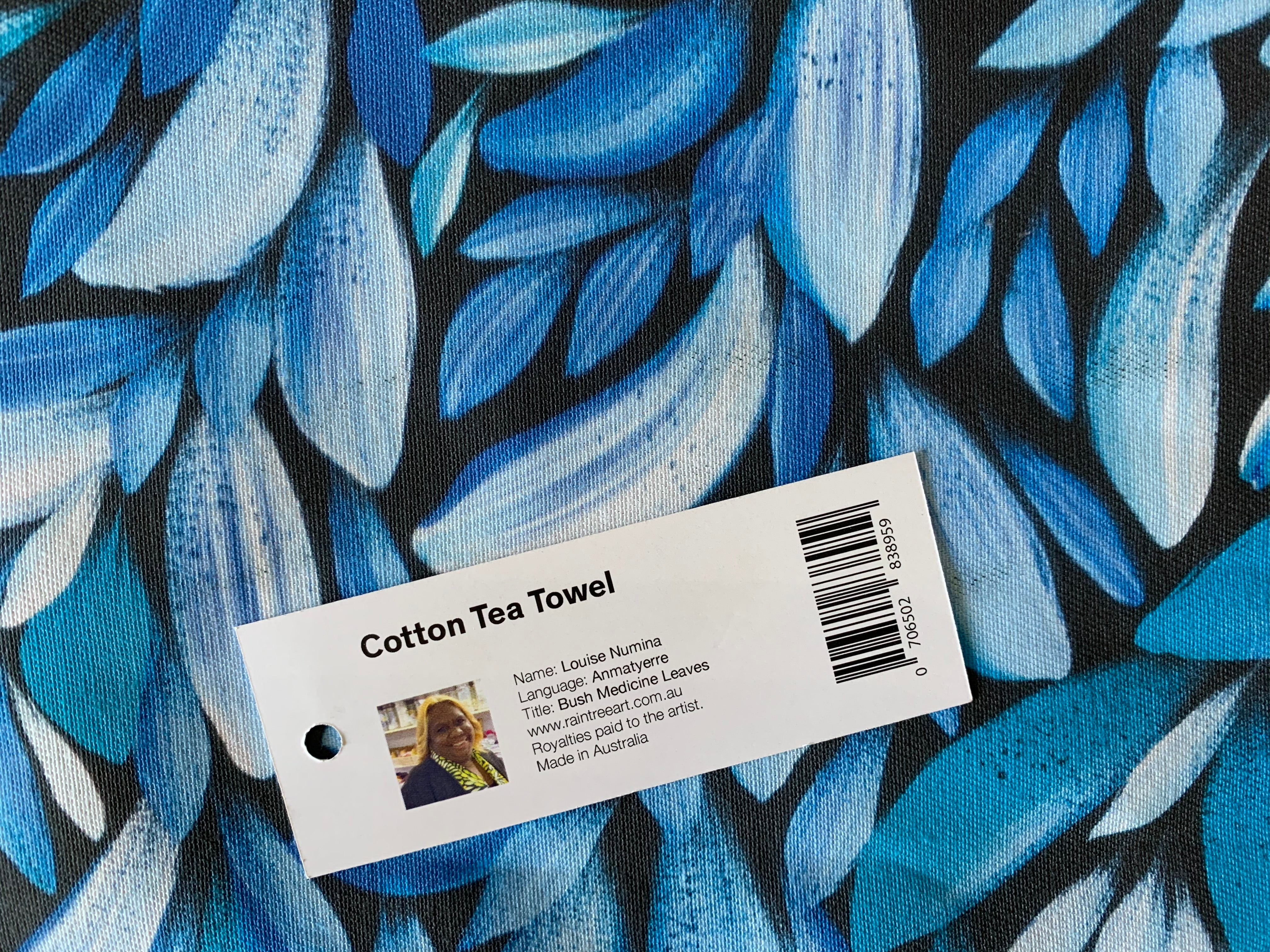 Cotton Tea Towel - Louise Numina Napananka - Blue
