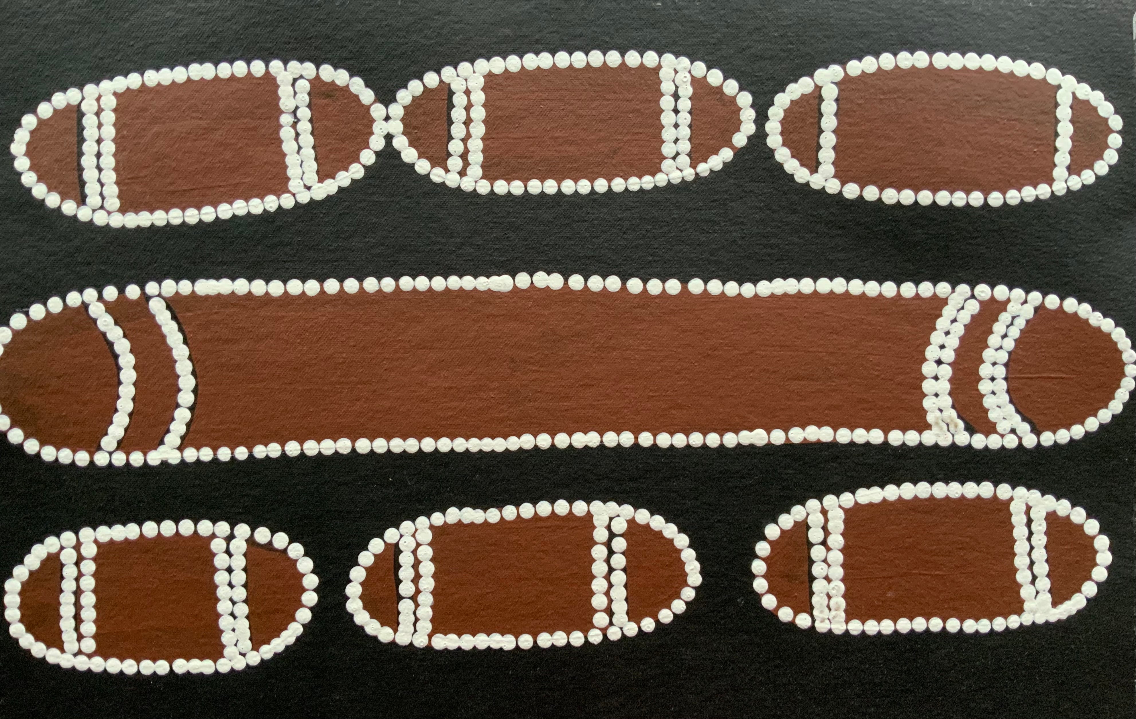 Debra Nangala McDonald - Nulla Nulla and Clapping Sticks - 30x45cm  .33-19