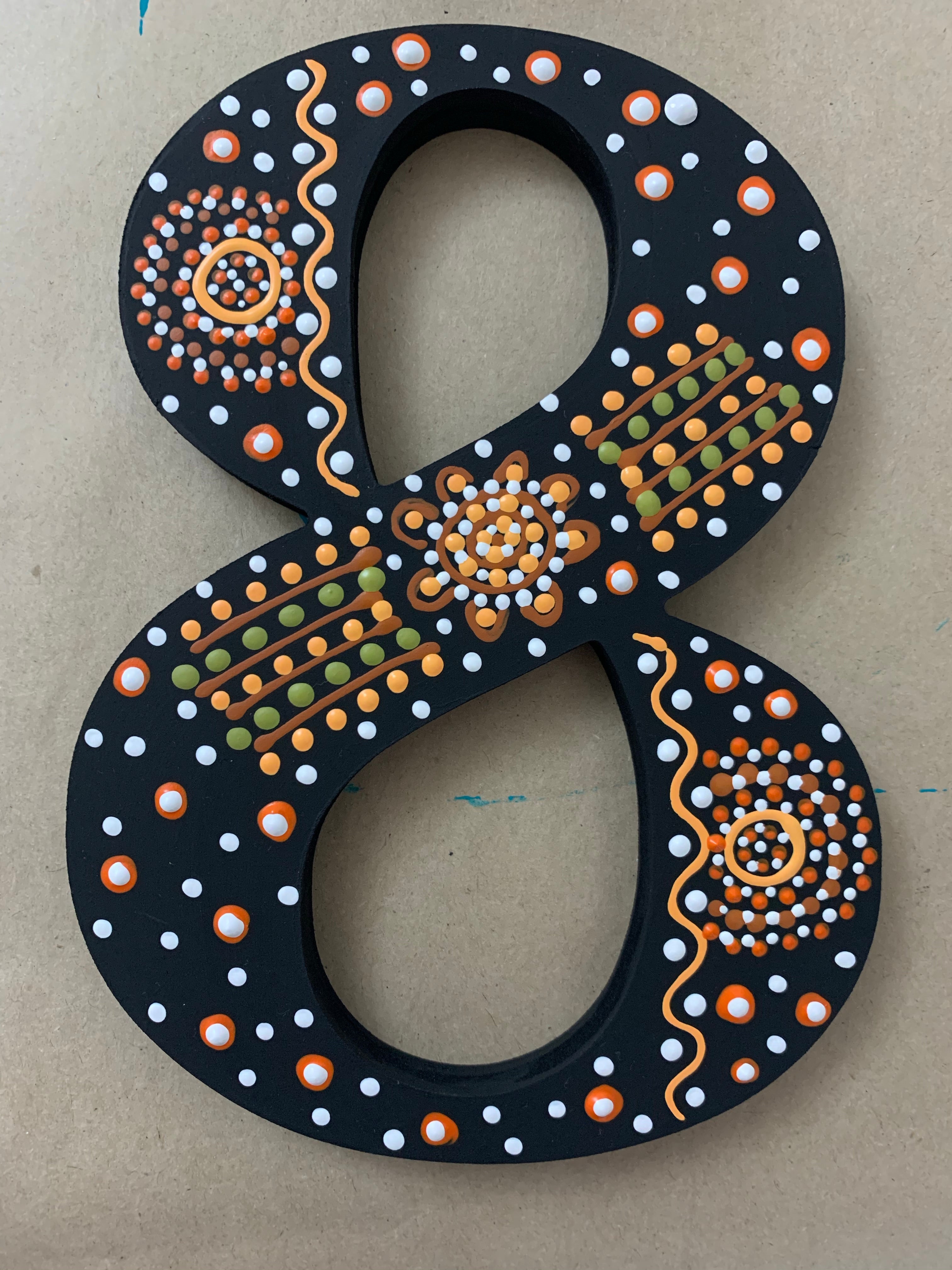 Hand Painted Wooden - Number 8