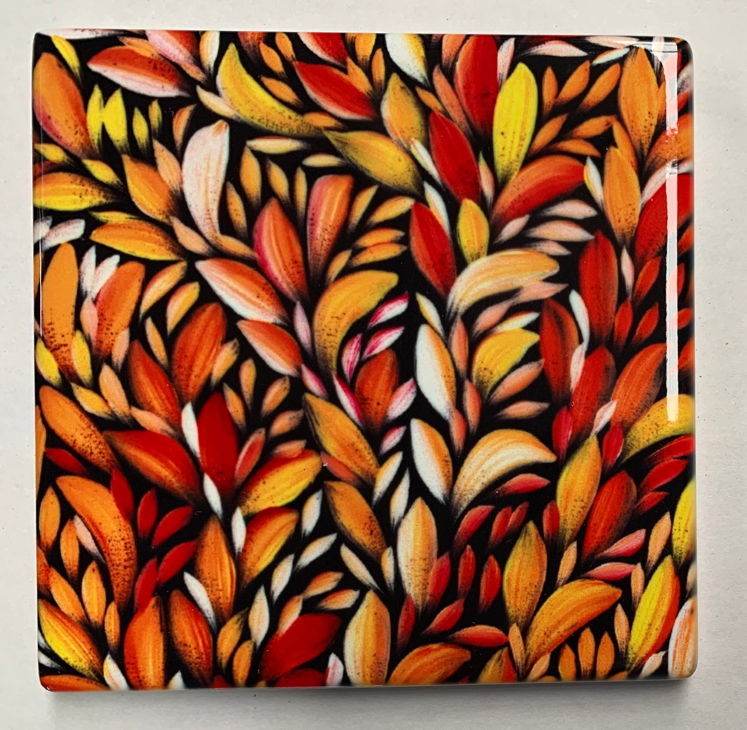 Ceramic Coaster - Louise Numina Napananka - Orange Close Up